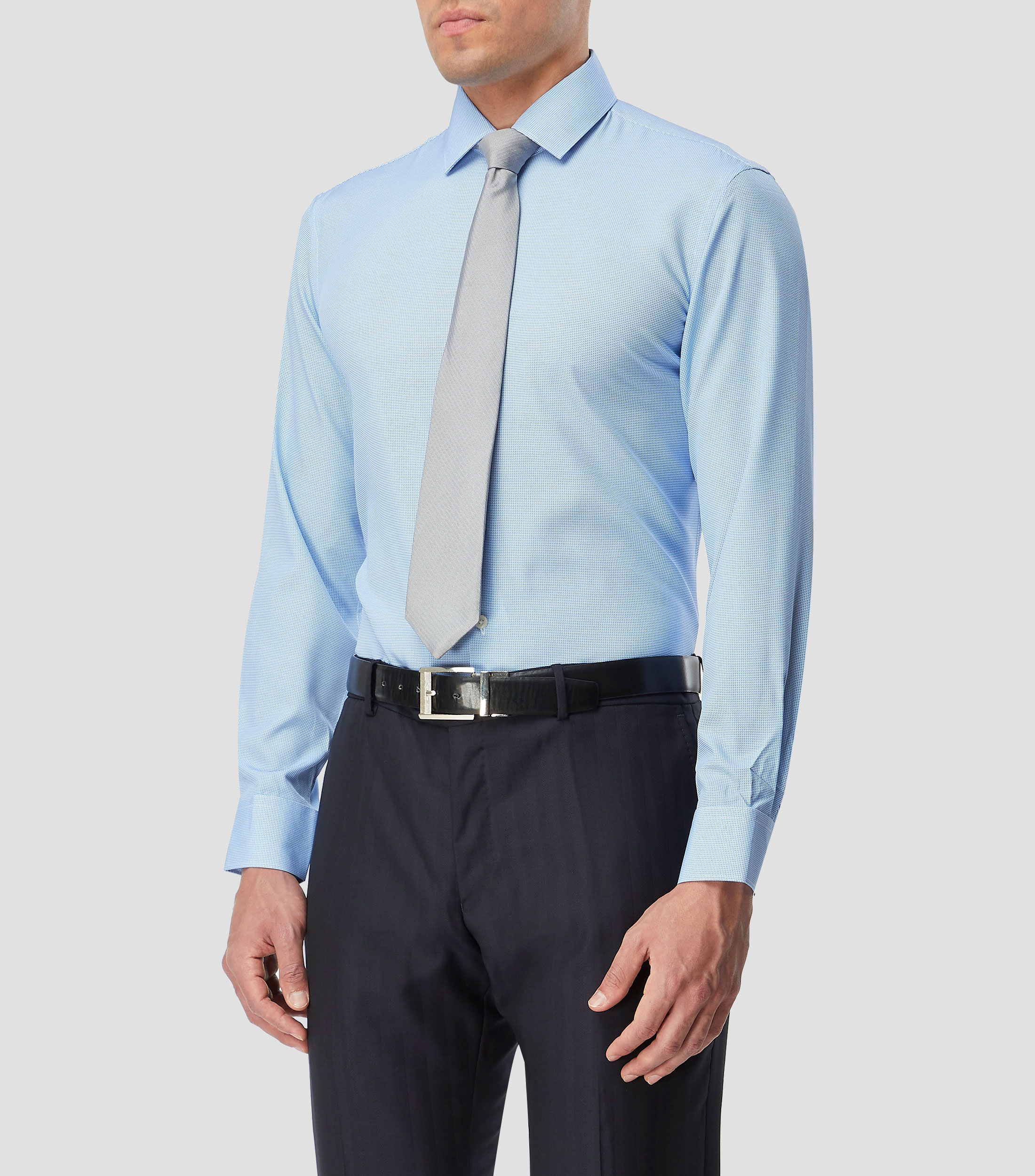 Camisa con microdiseño manga larga Hombre