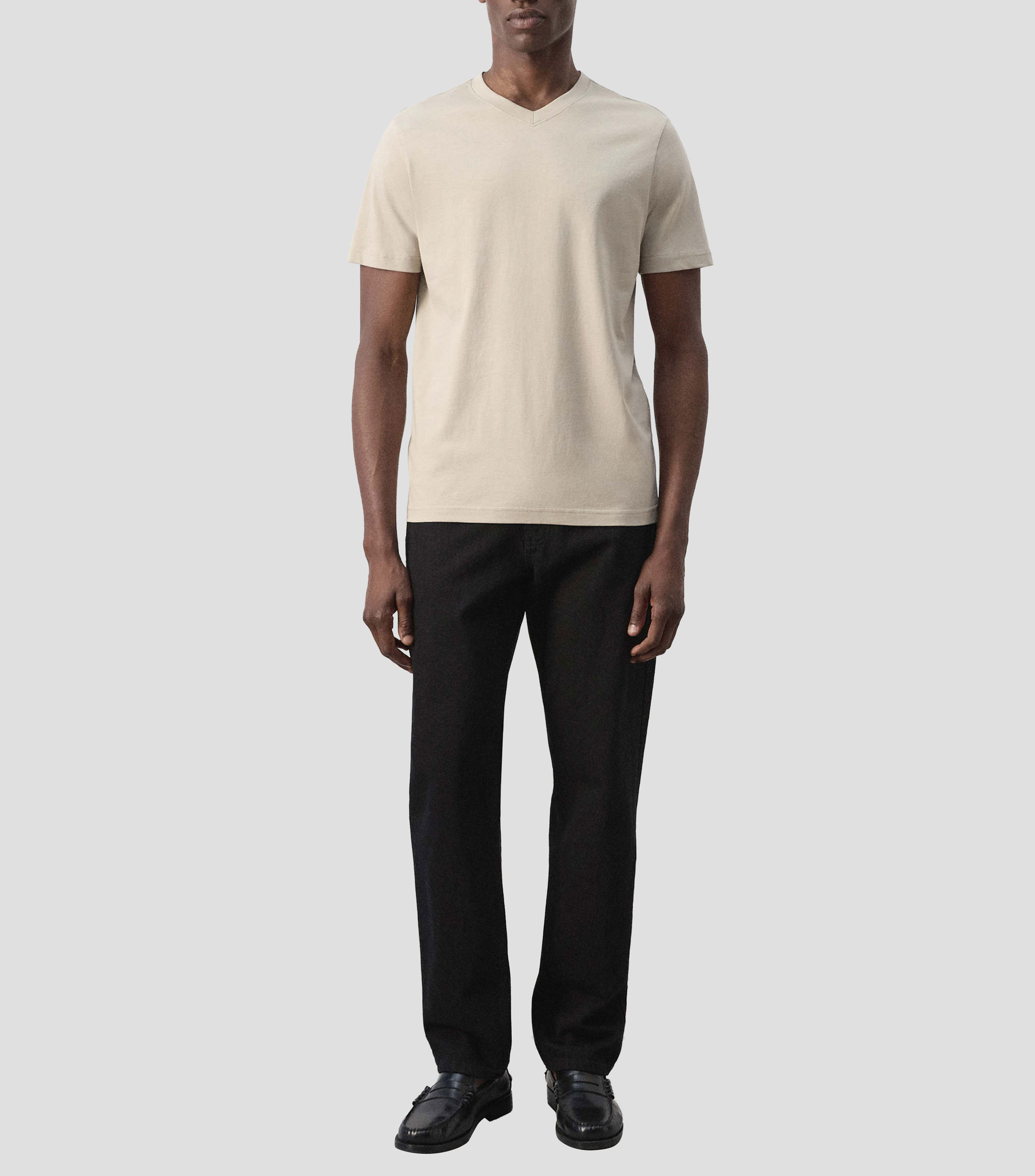 Playera cuello V manga corta liso Hombre