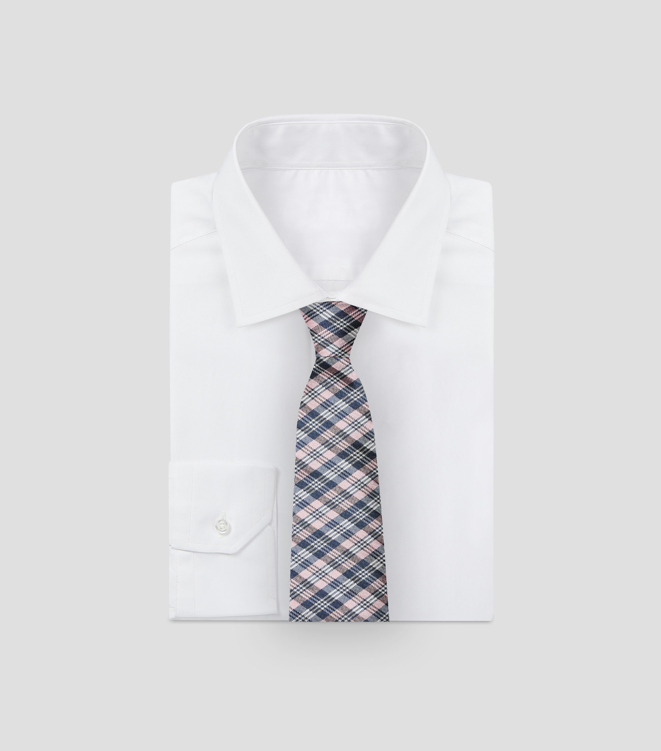 Corbata ancha de seda cuadros