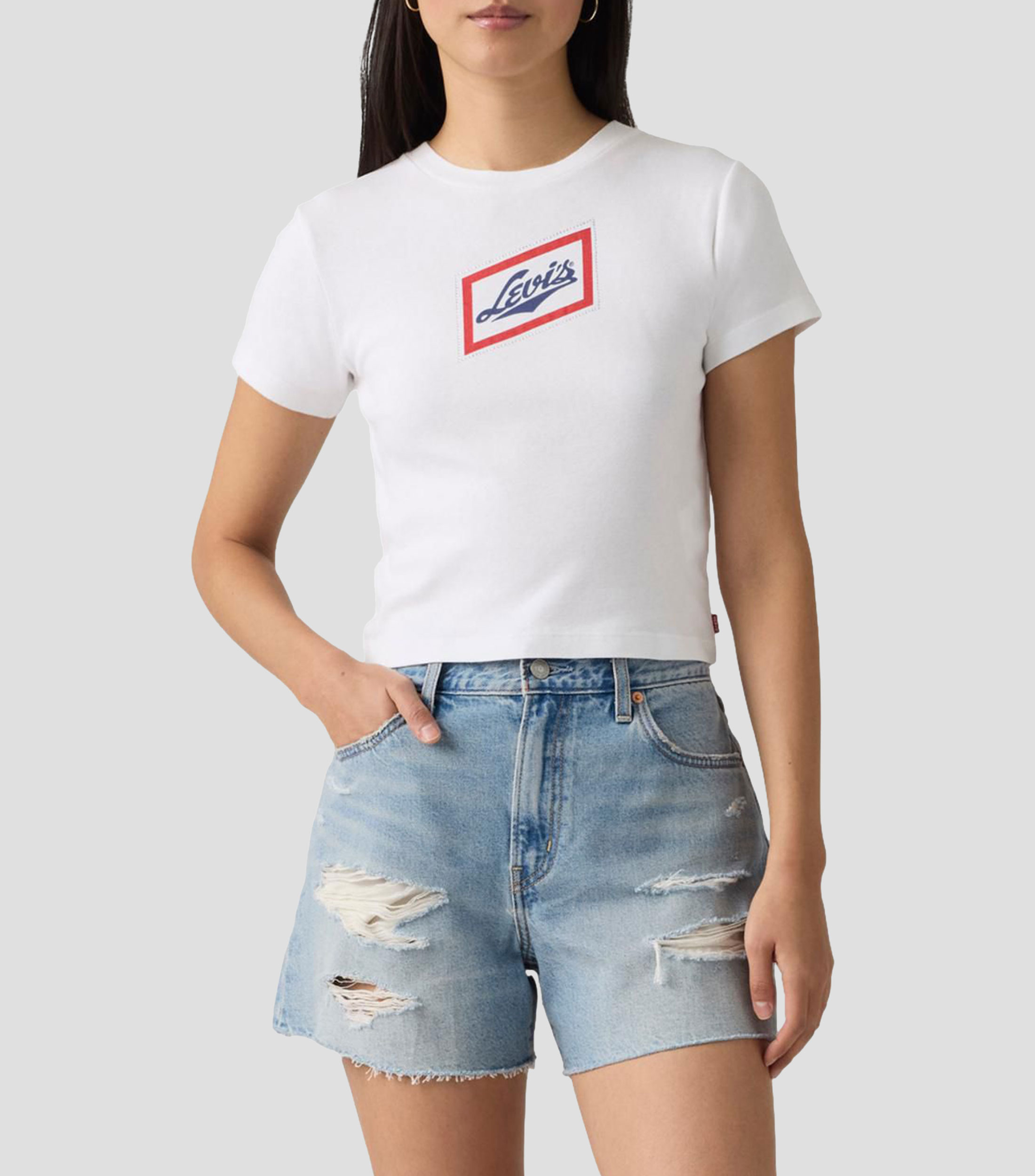 Playera cuello redondo manga corta sólida Mujer
