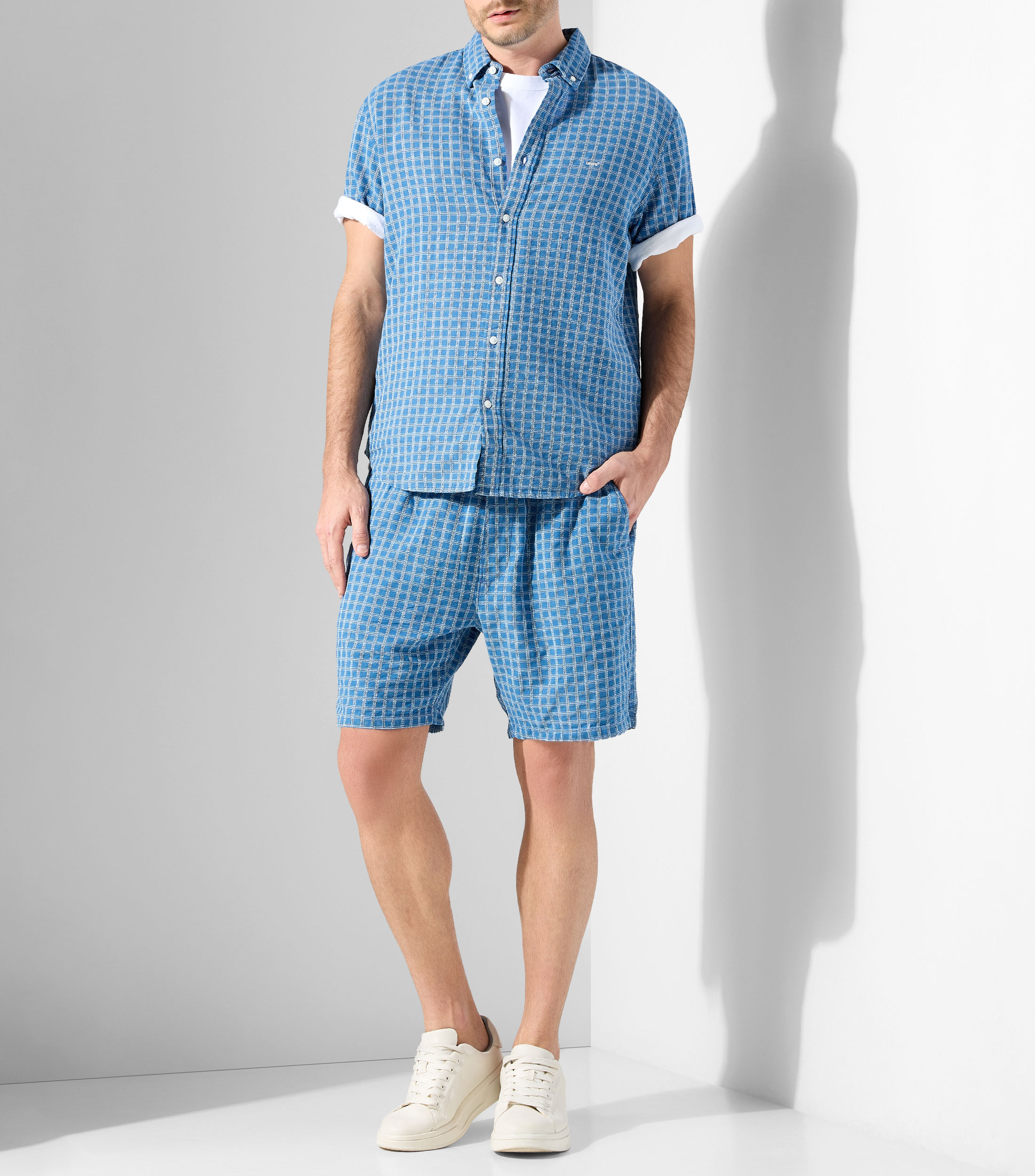 Camisa cuadros manga corta Hombre