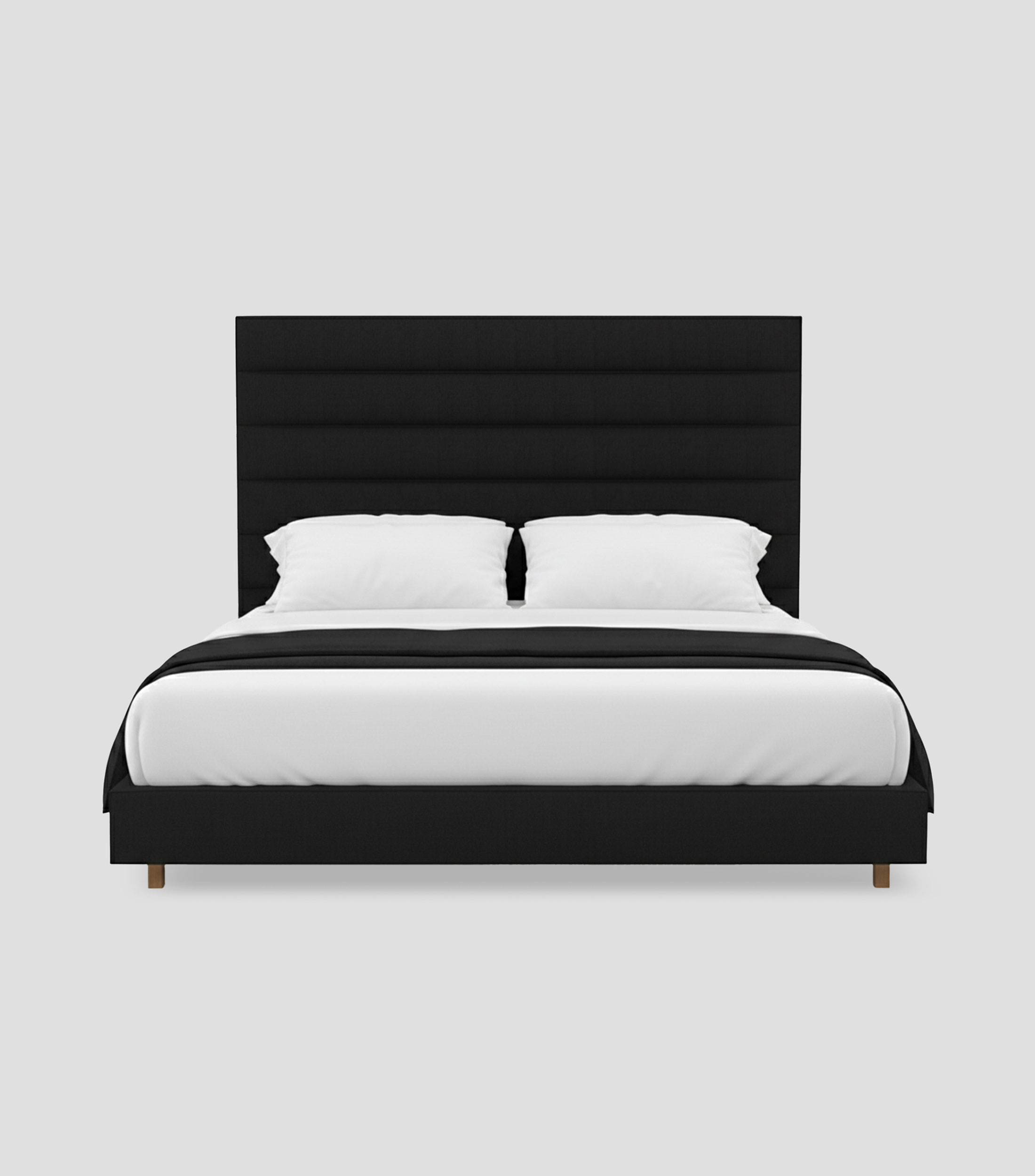 Cama King Size Ribbed V negra en madera