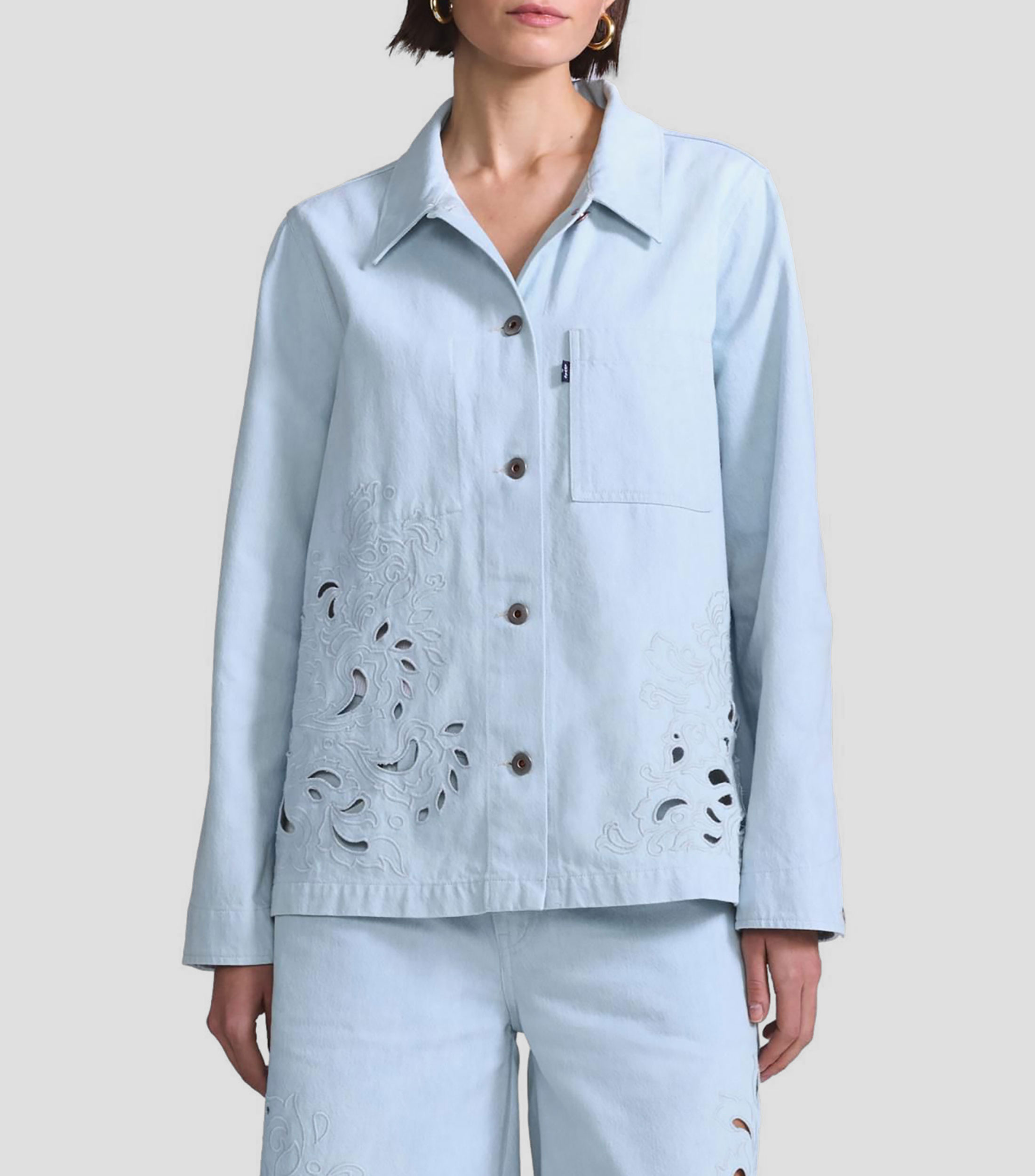 Chamarra Trucker Bandit Blue Tab liso Mujer