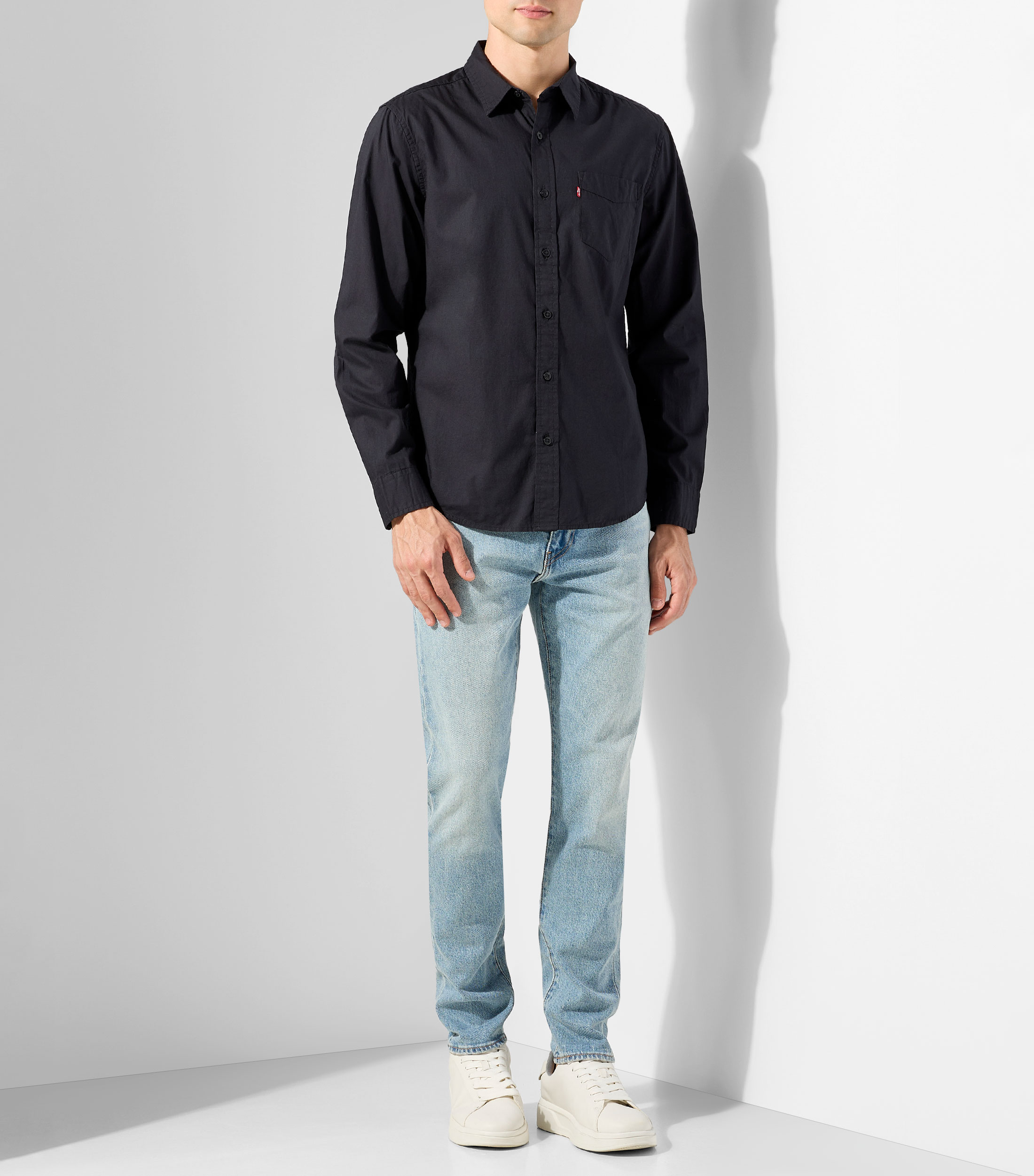 Camisa lisa de manga larga Hombre