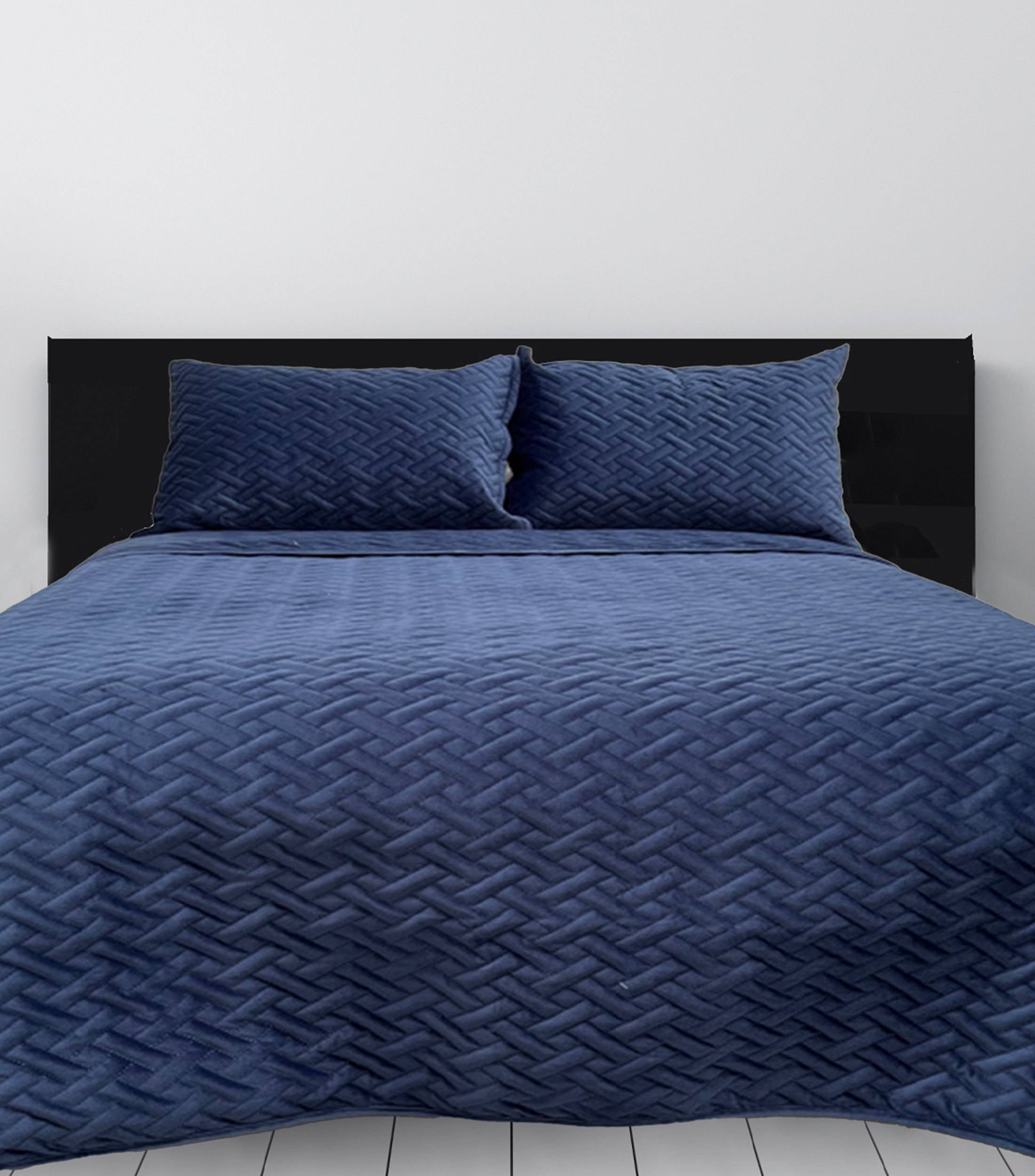 Set de Colcha King Size Velvet Azul Marino