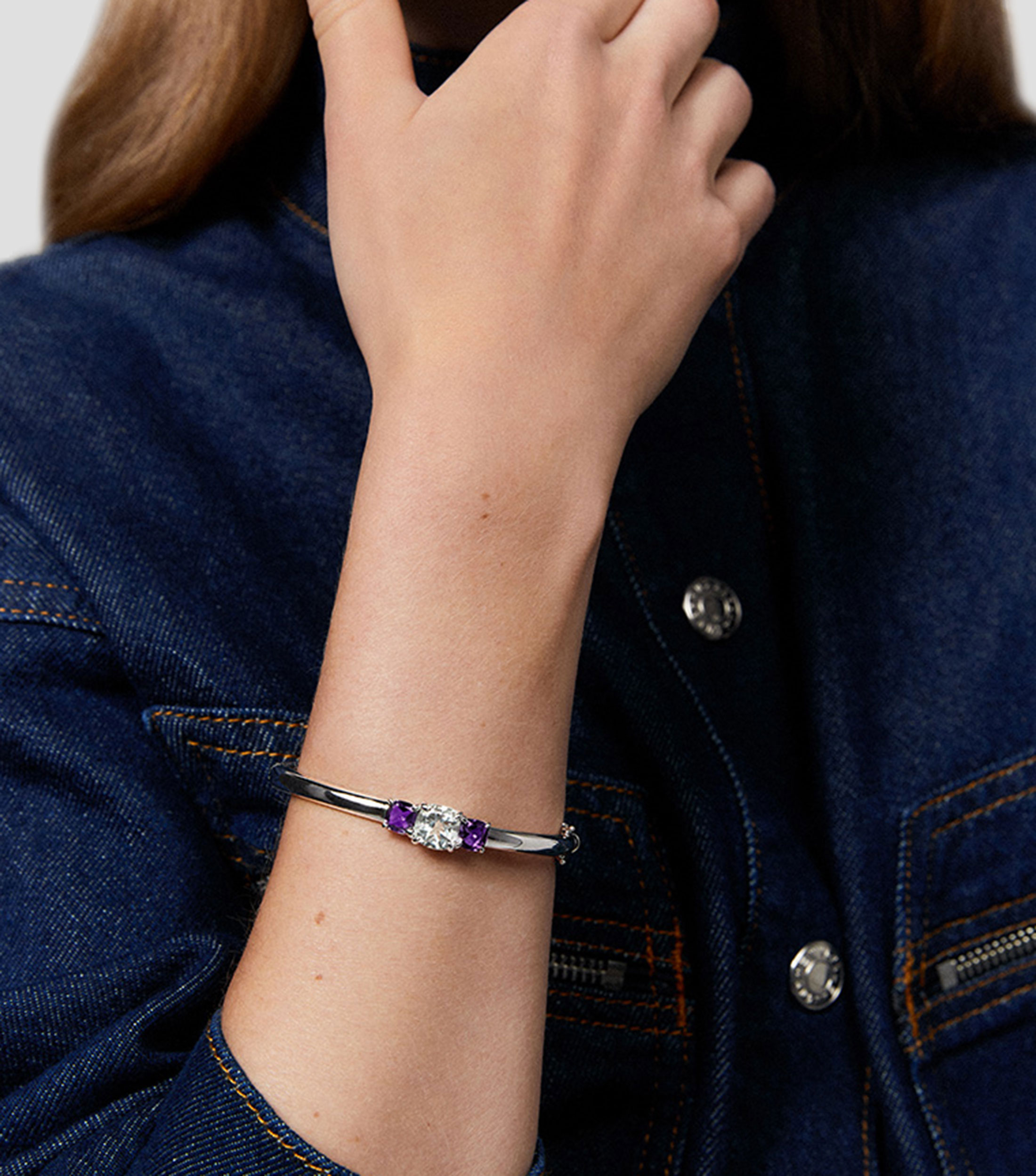 Pulsera en plata .925 amatista y topacio Mujer