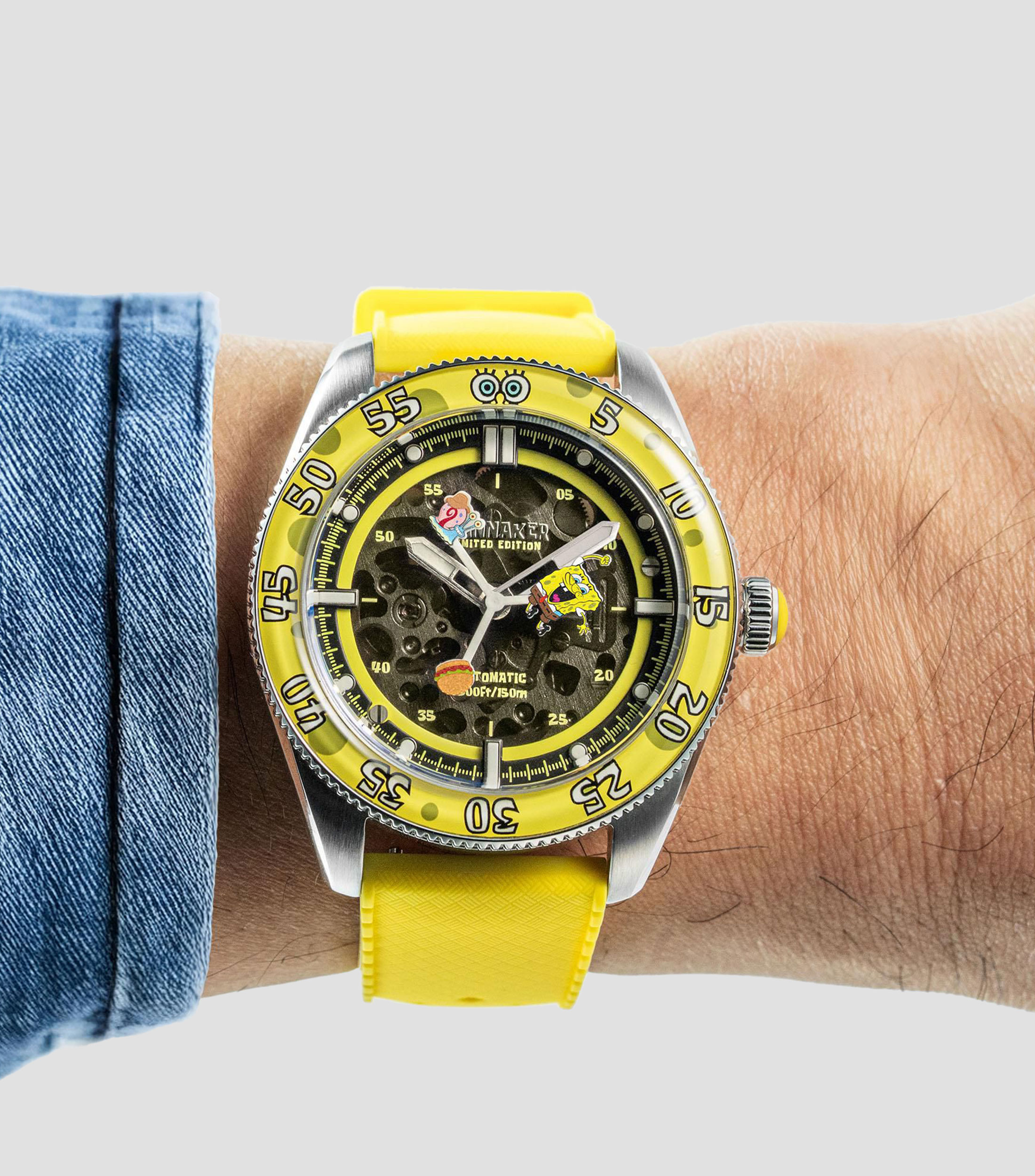 Reloj Unisex Bob Esponja Casual, Plateado, Amarillo