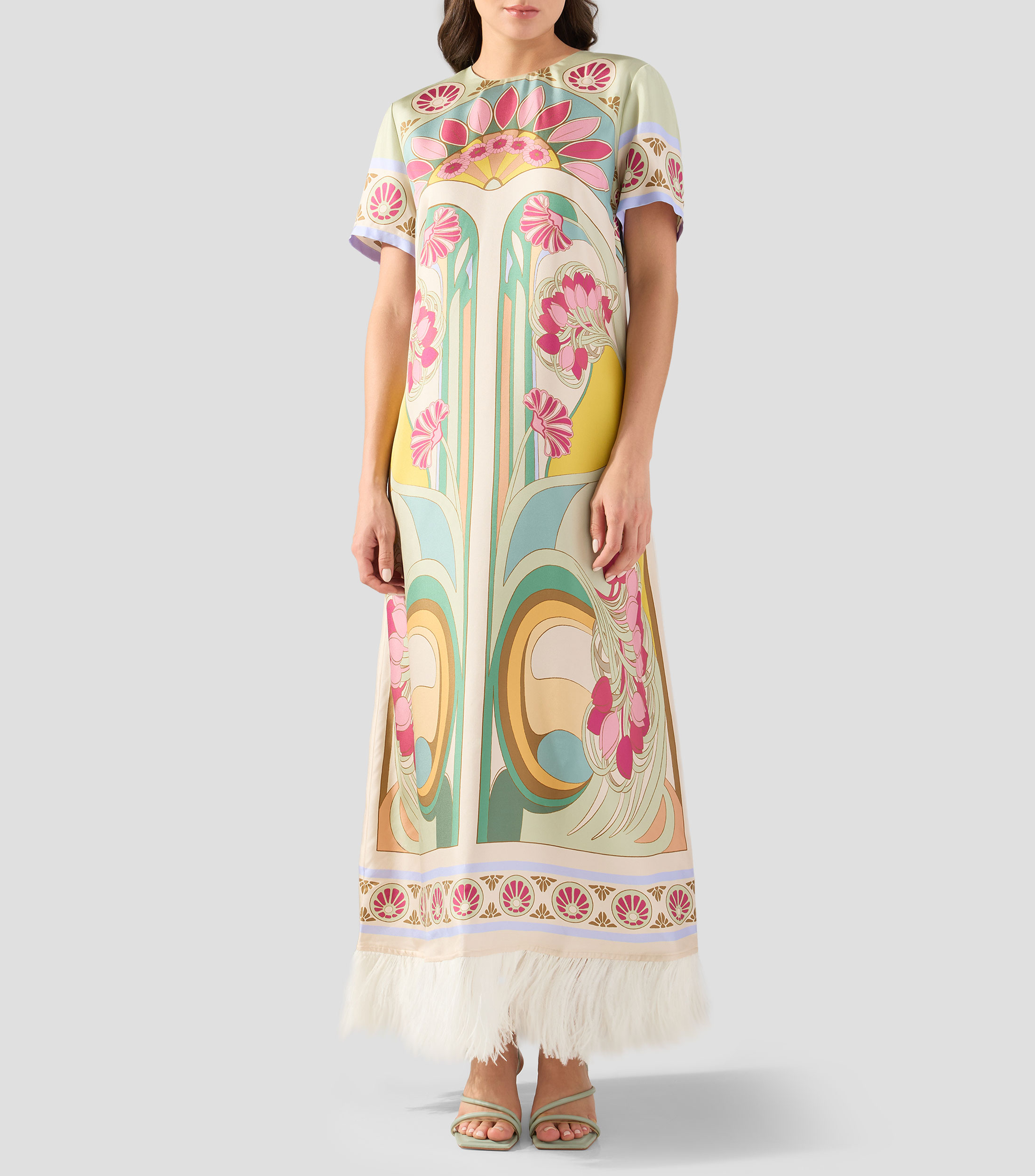 Vestido largo estampado Mujer