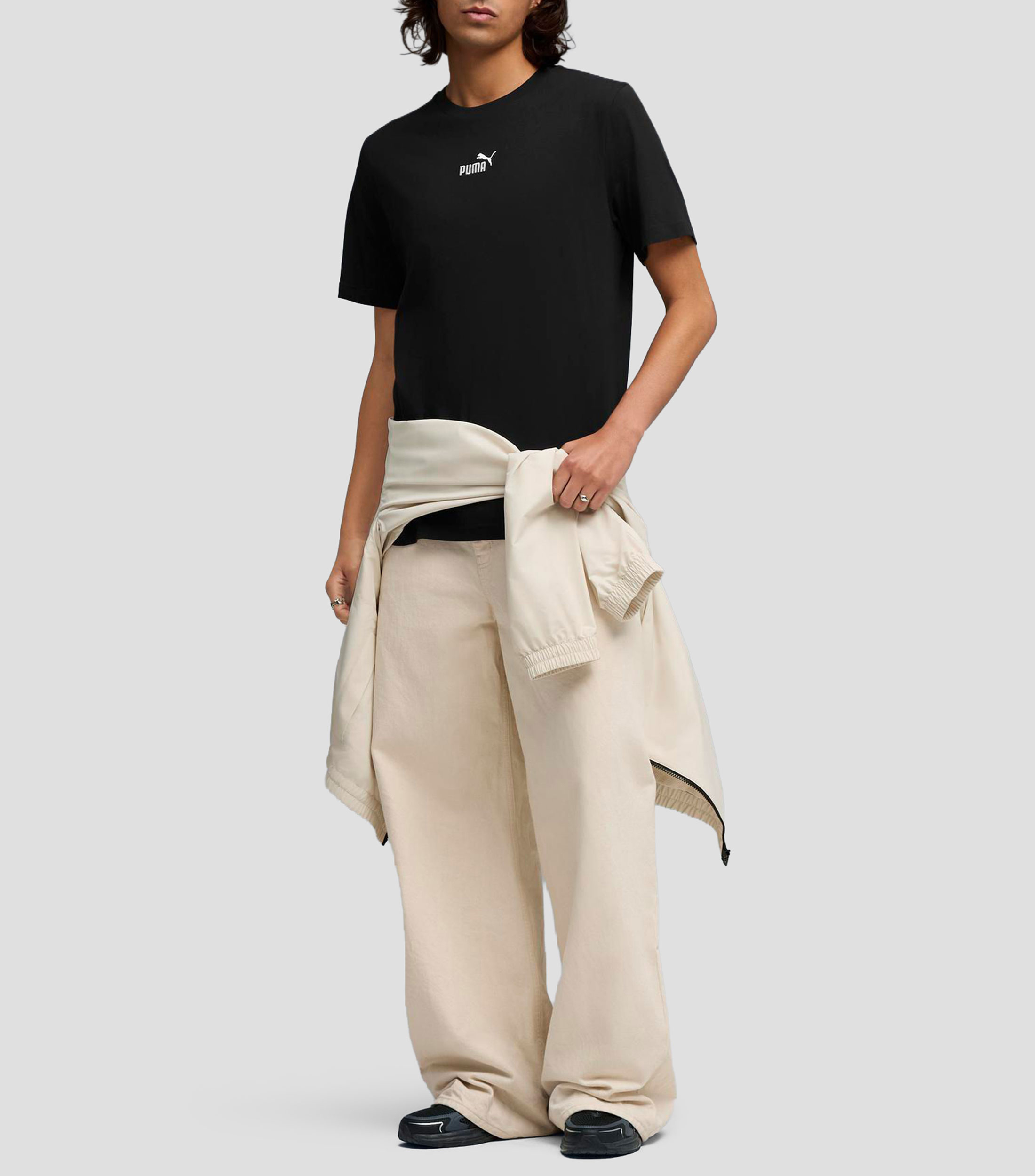 Playera de cuello redondo con manga corta lisa Hombre