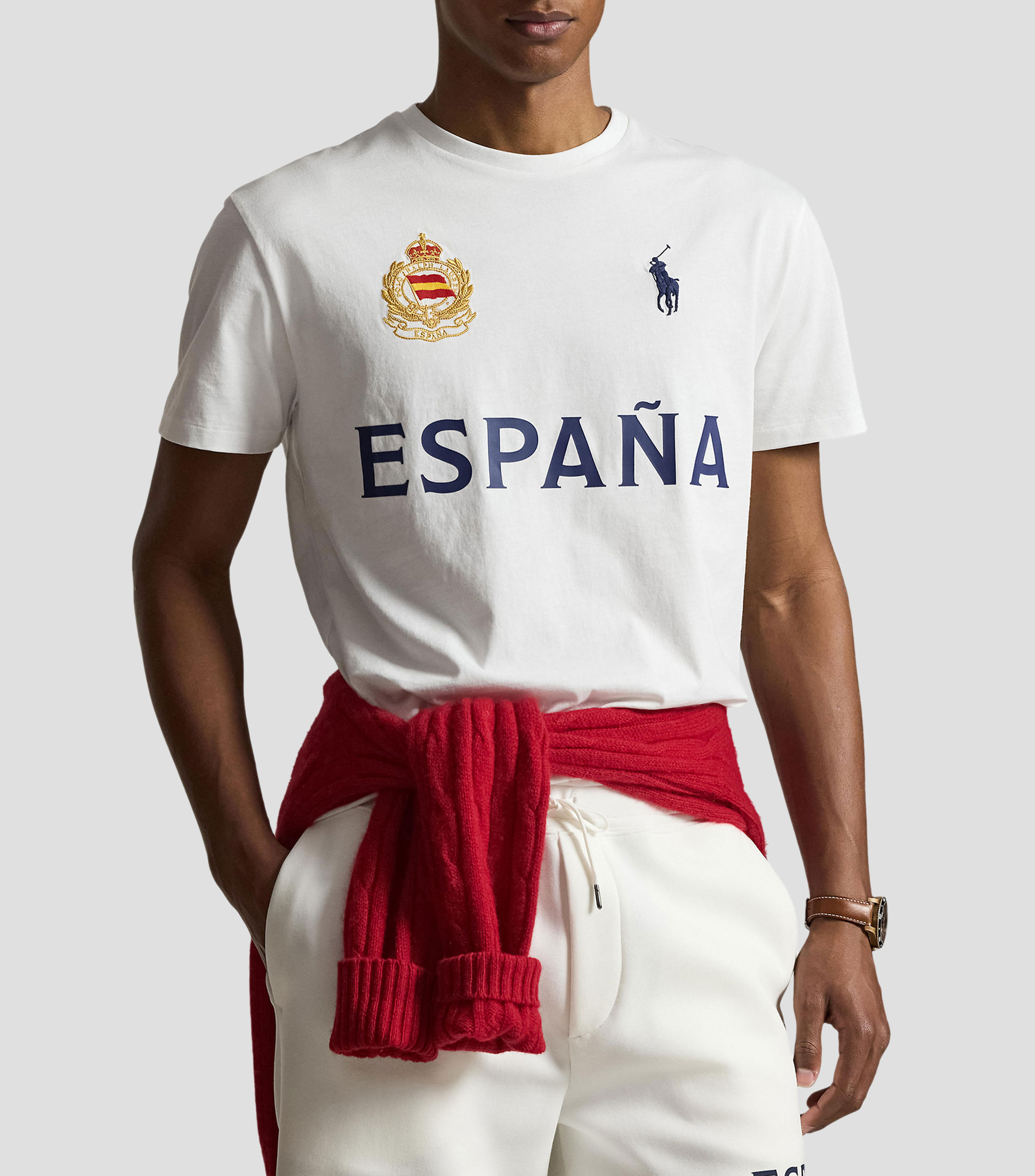 Playera de cuello redondo con manga corta estampada Hombre