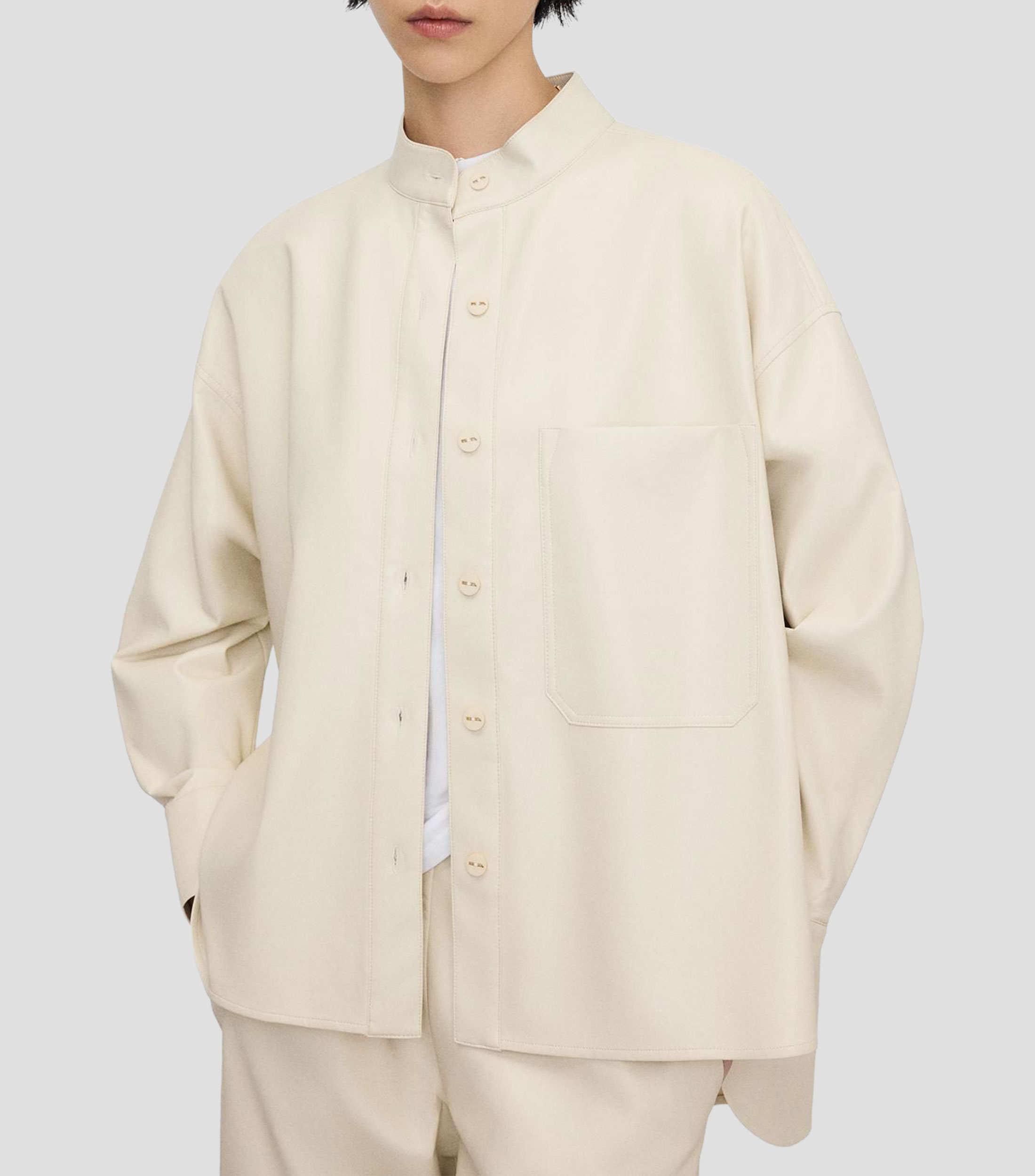 Camisa lisa manga larga Mujer