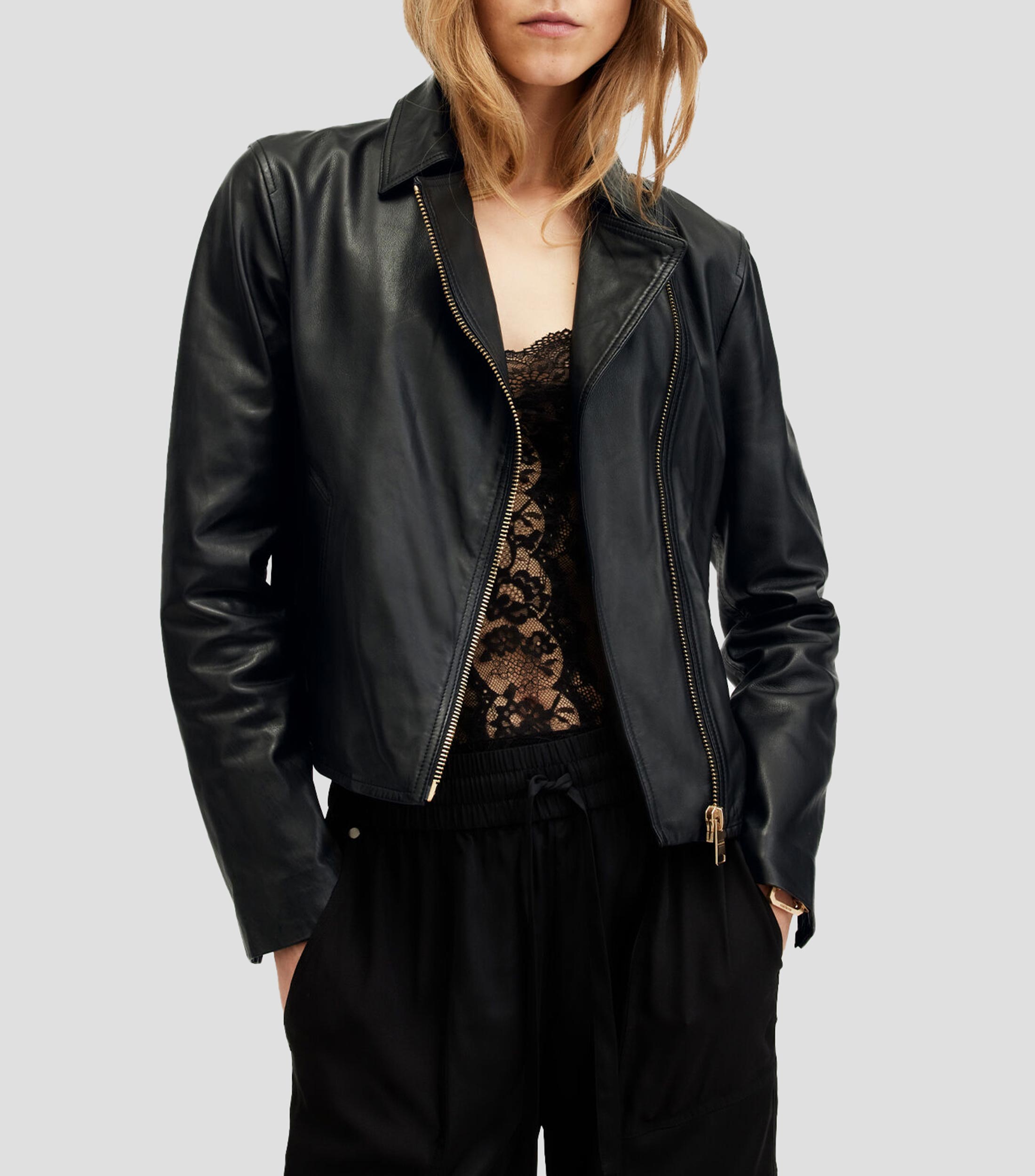 Chamarra biker en piel Vela Mujer