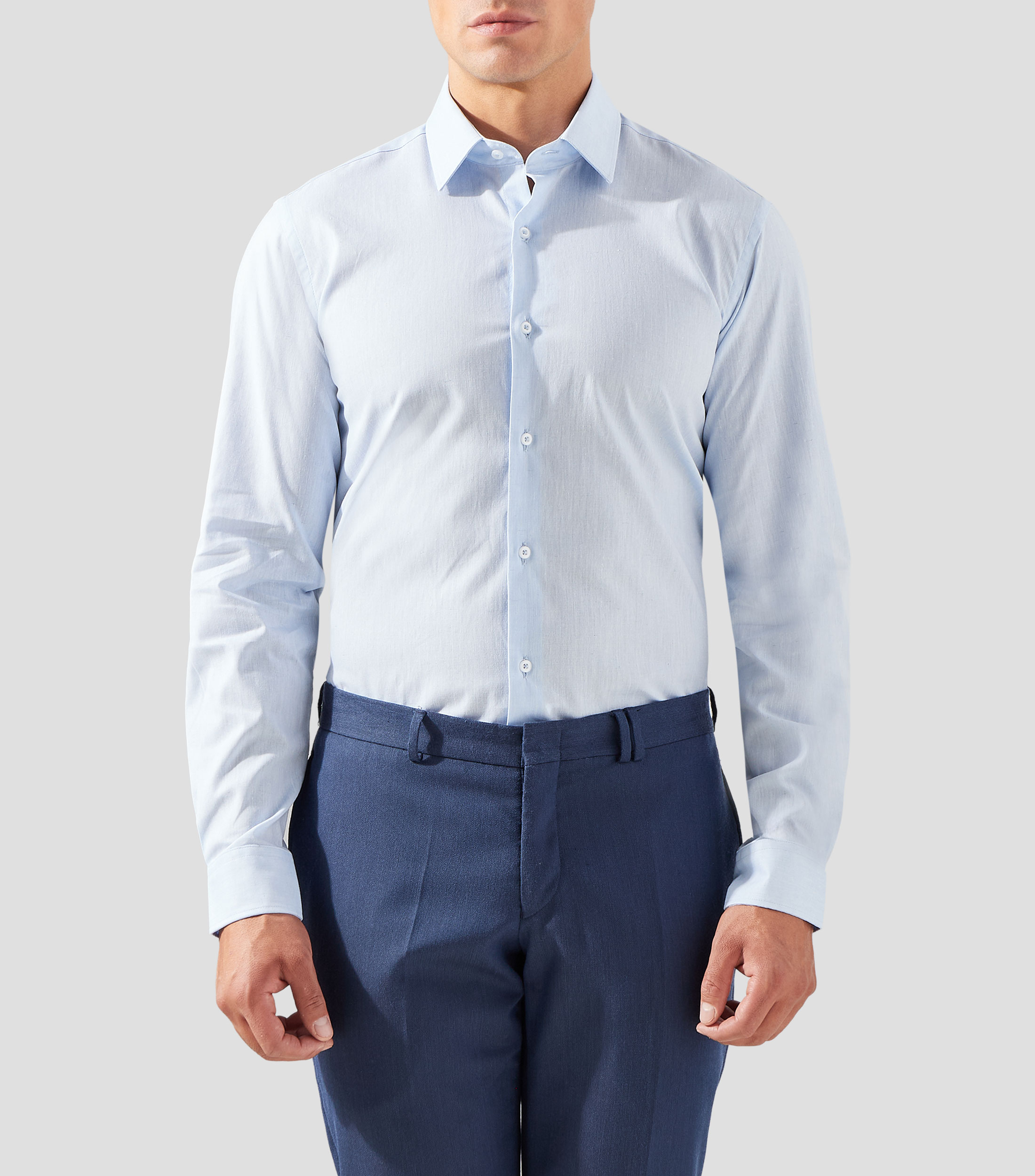 Camisa de vestir lisa manga larga Hombre