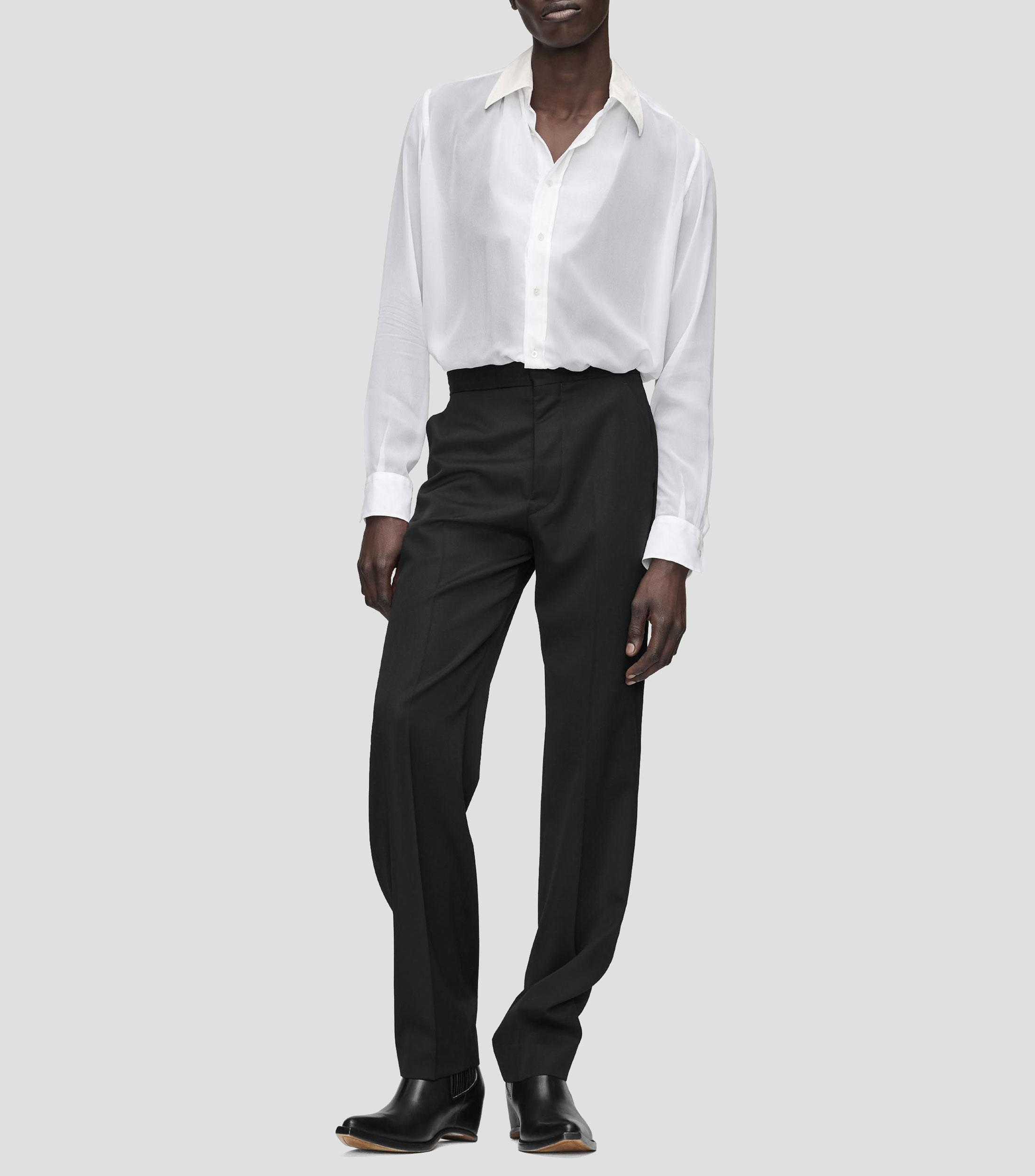 Camisa liso manga larga Hombre