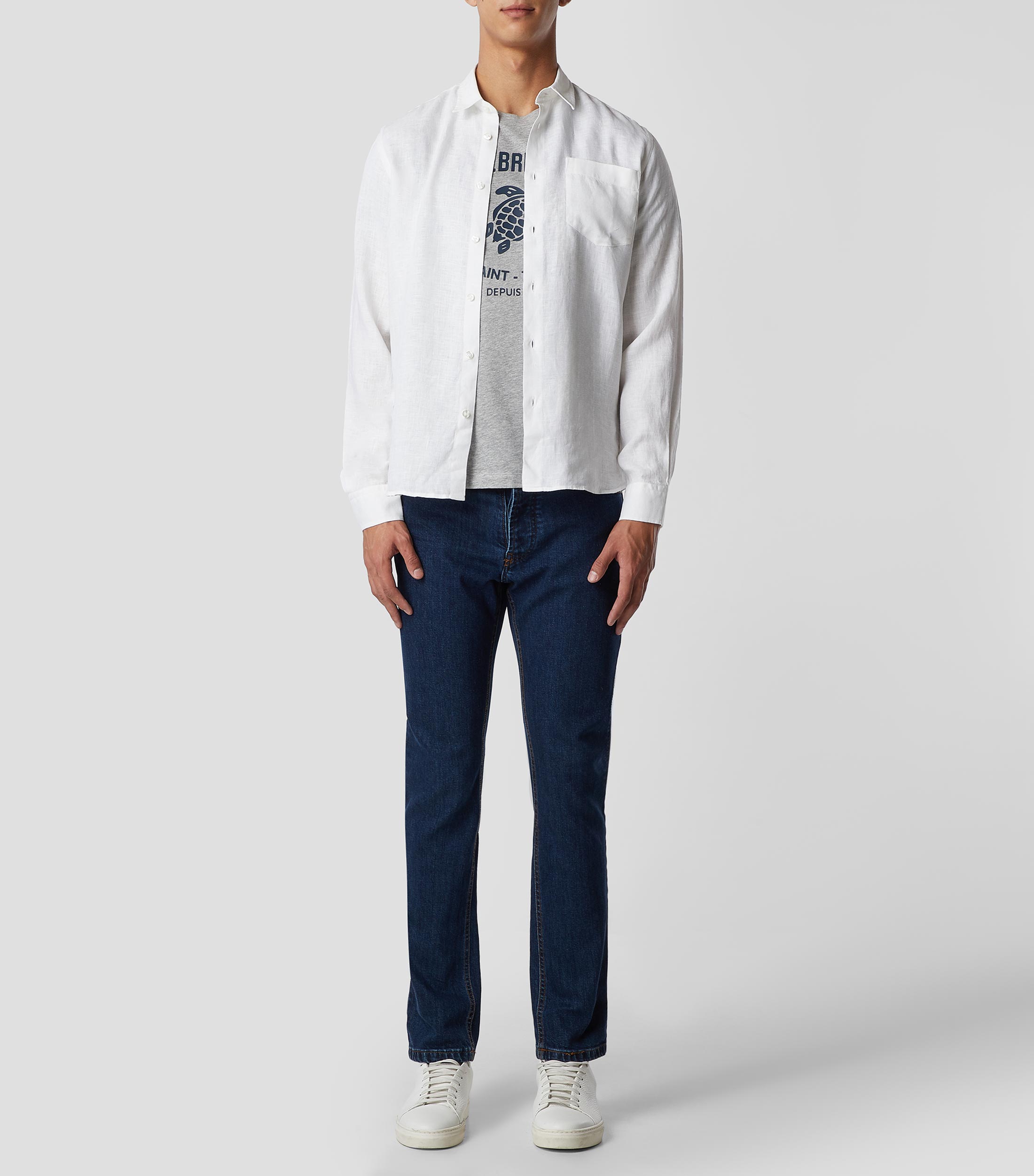 Camisa de lino lisa Hombre