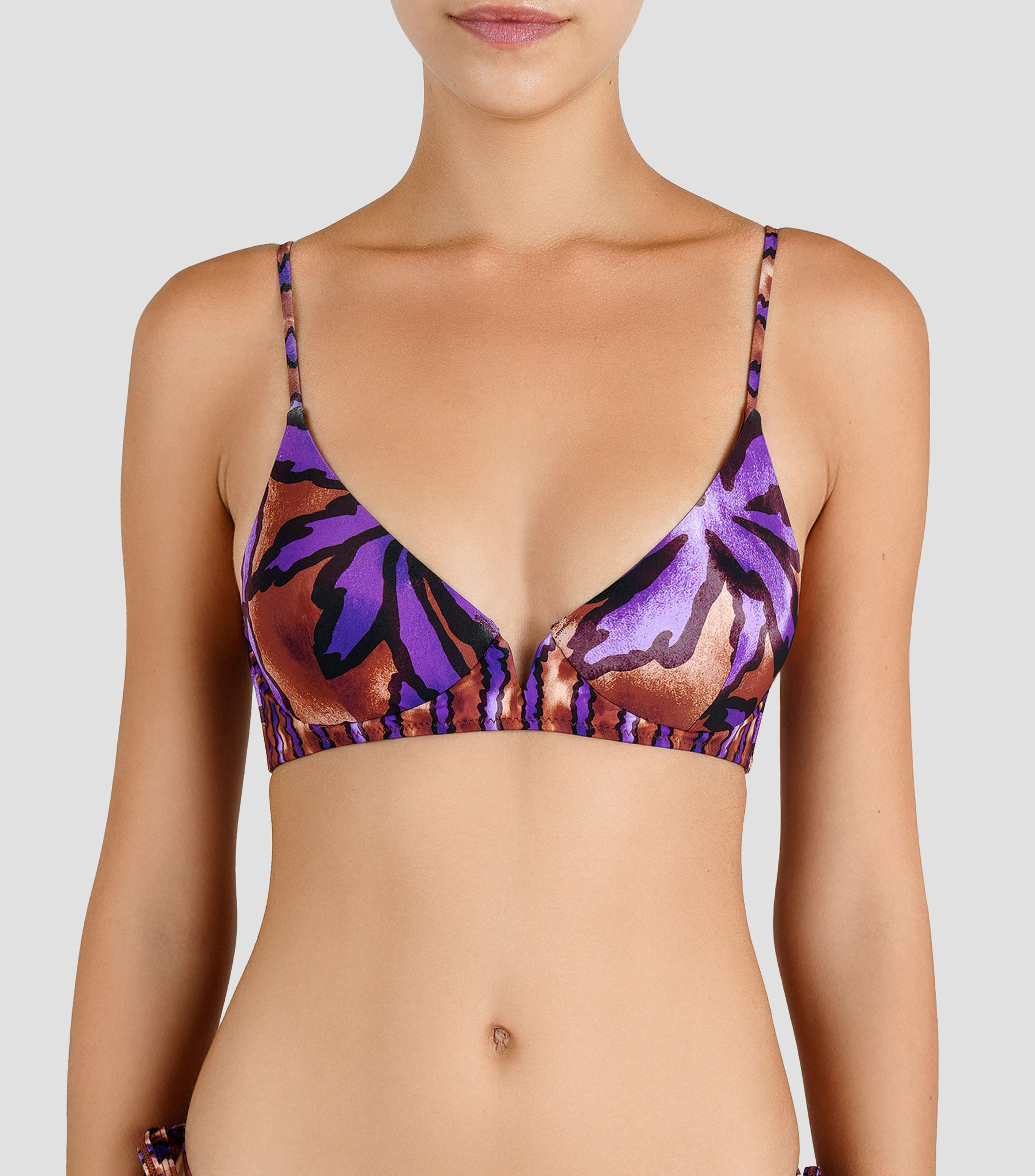 Bikini top corset V Attalea con estampado Mujer