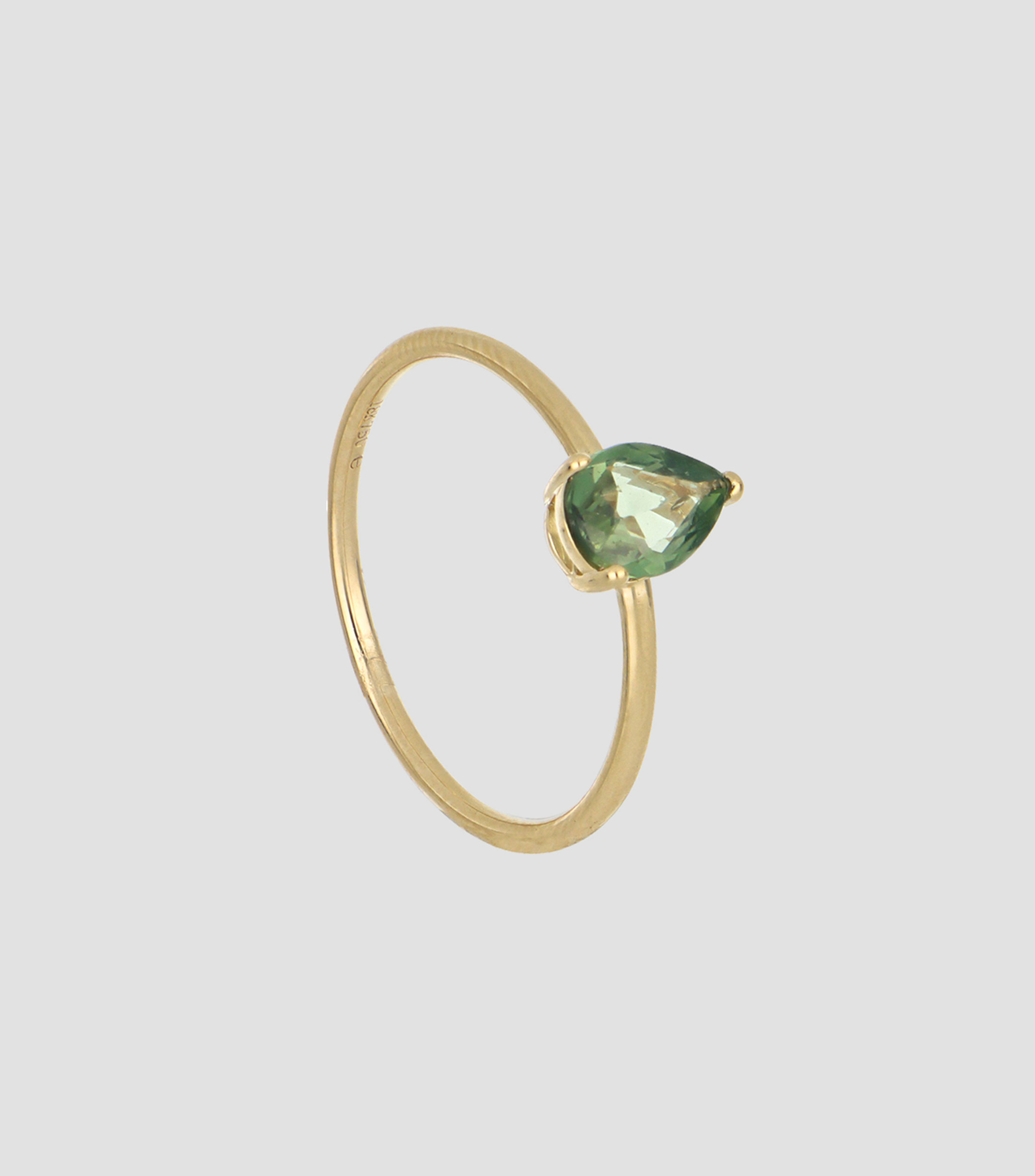 Anillo en oro amarillo 18 kilates con zafiro verde Mujer
