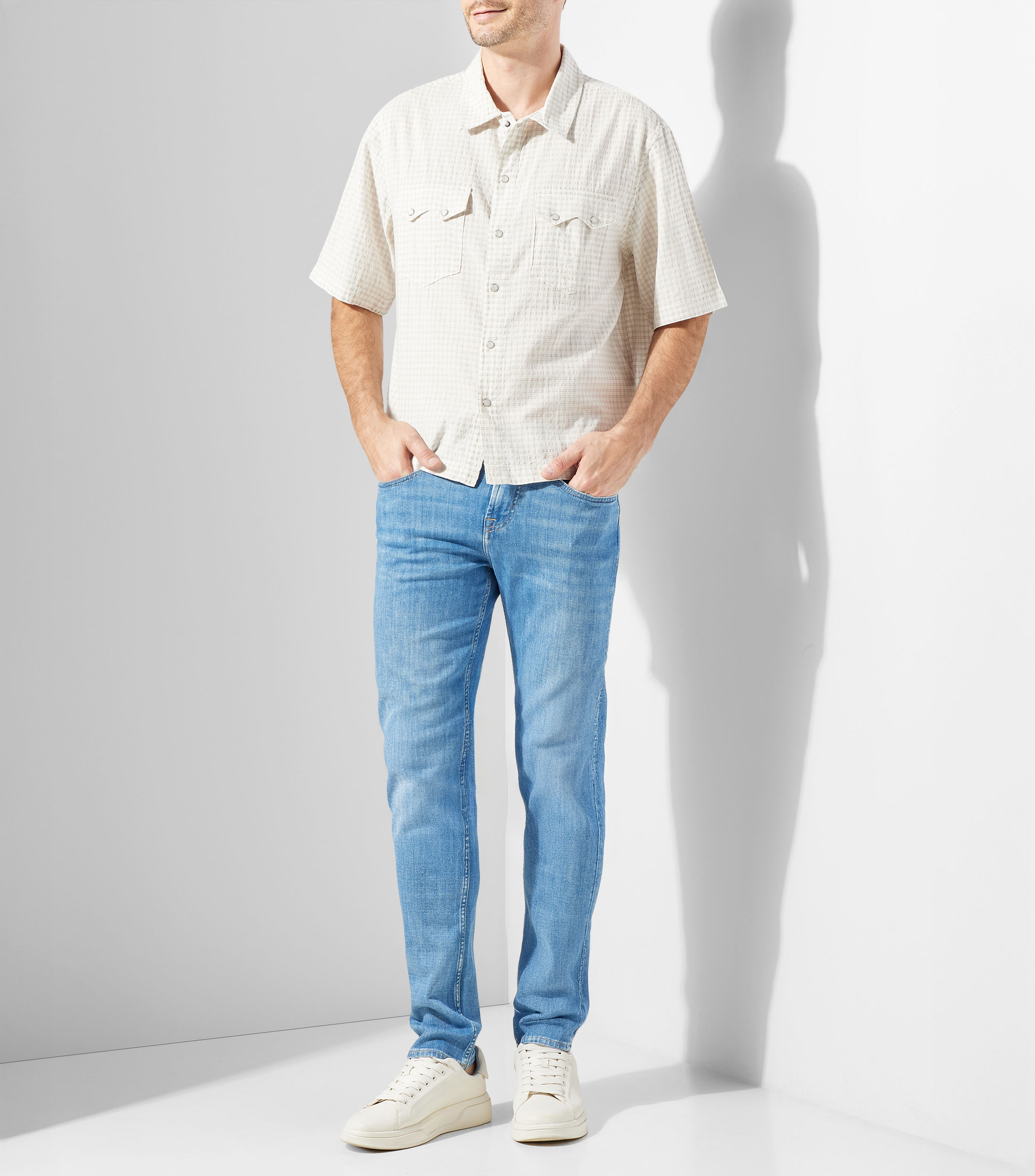 Camisa de cuadros manga corta Hombre