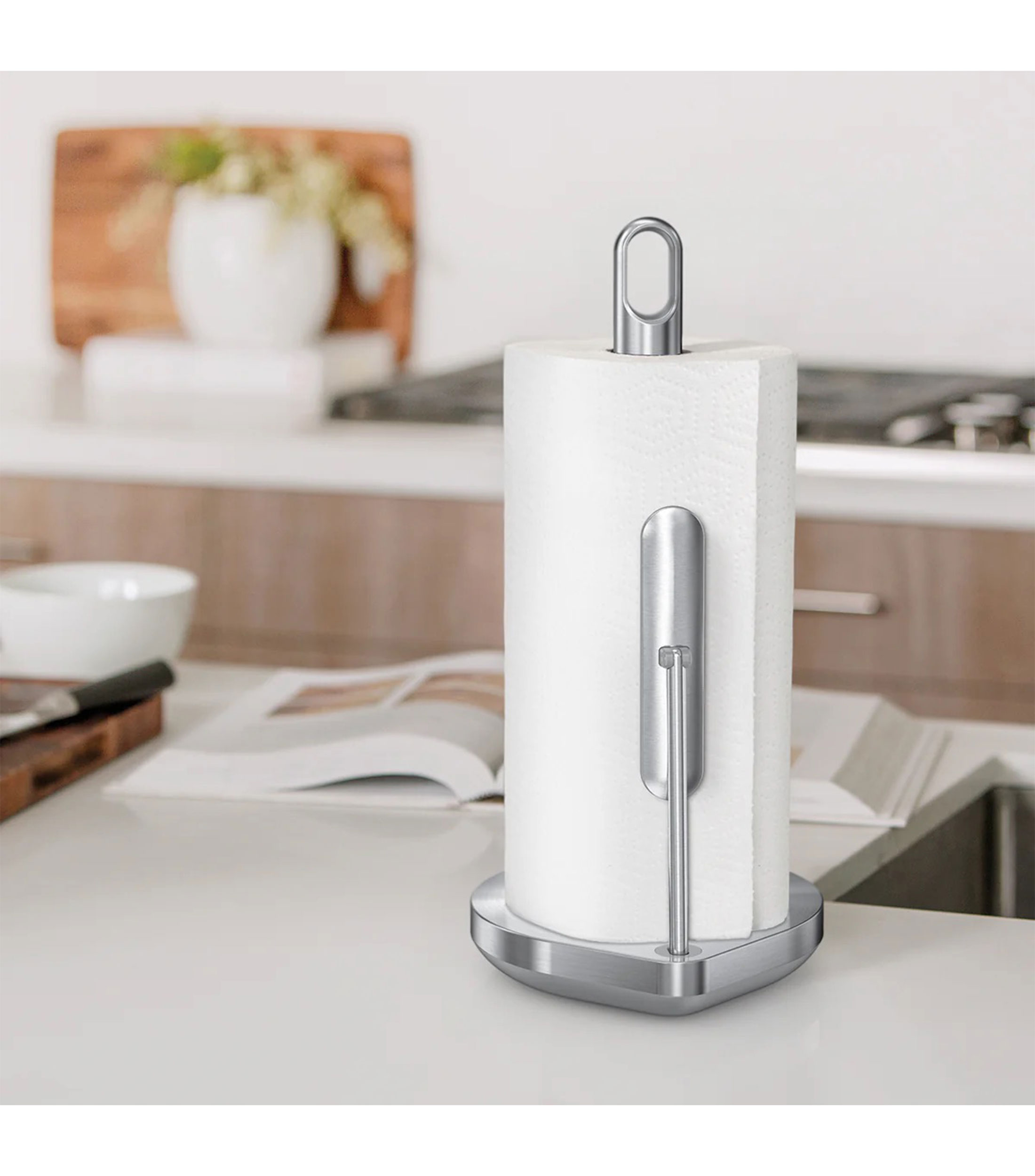 Portarrollos de papel de cocina con brazo tensor
