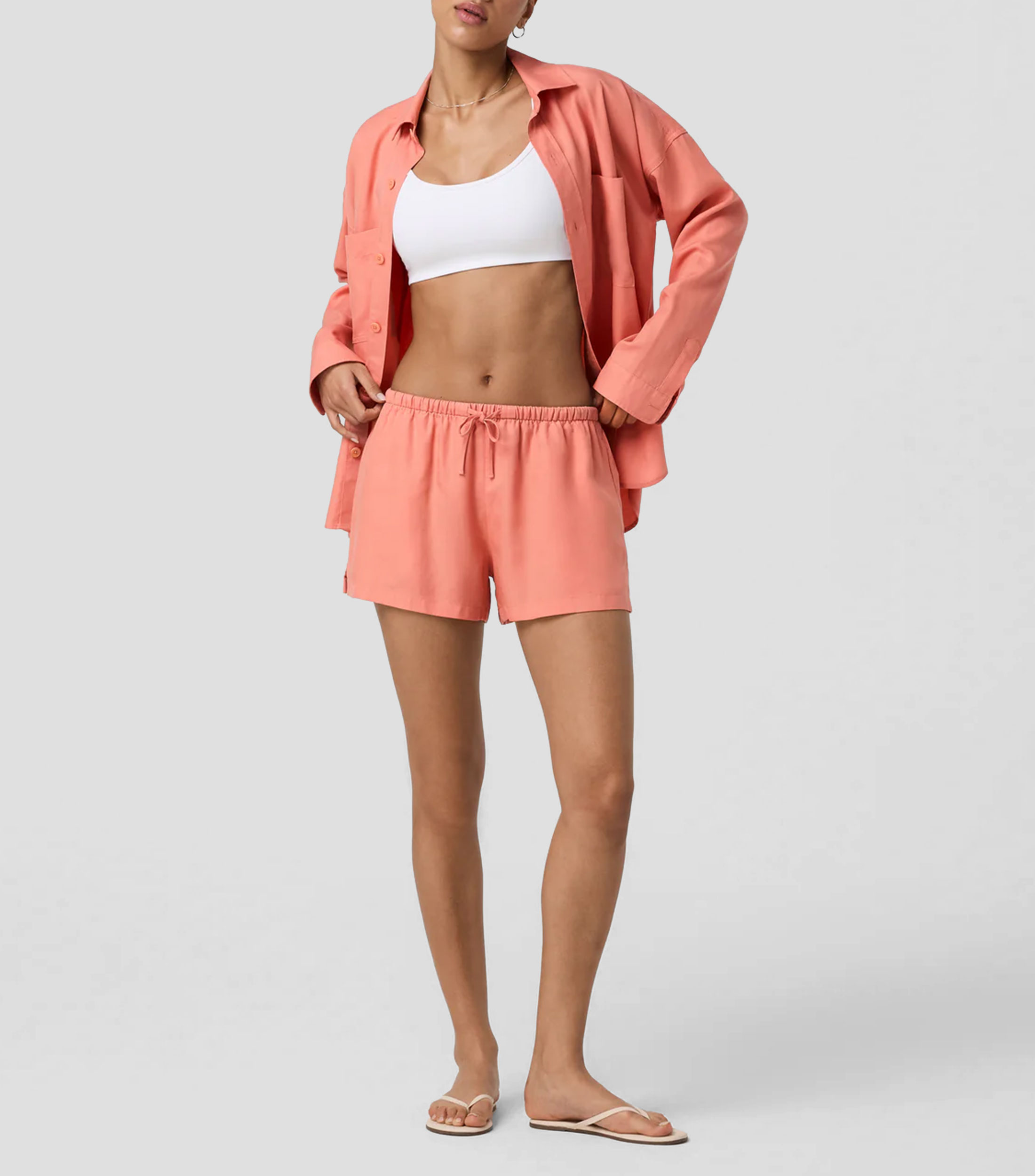 Camisa lisa manga larga Trestles Twill Mujer