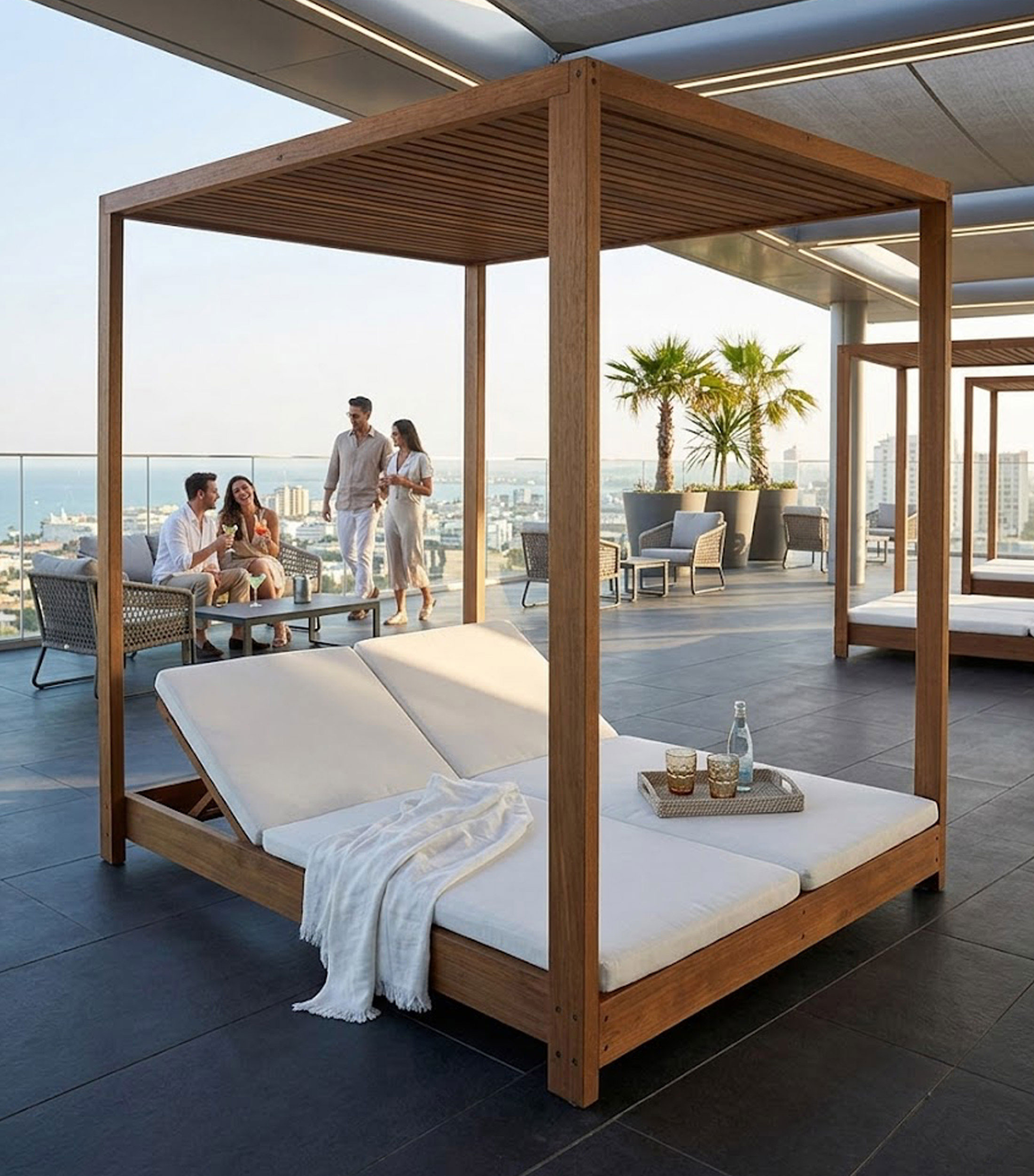 Gazebo con 2 Camastros en Madera Grandis