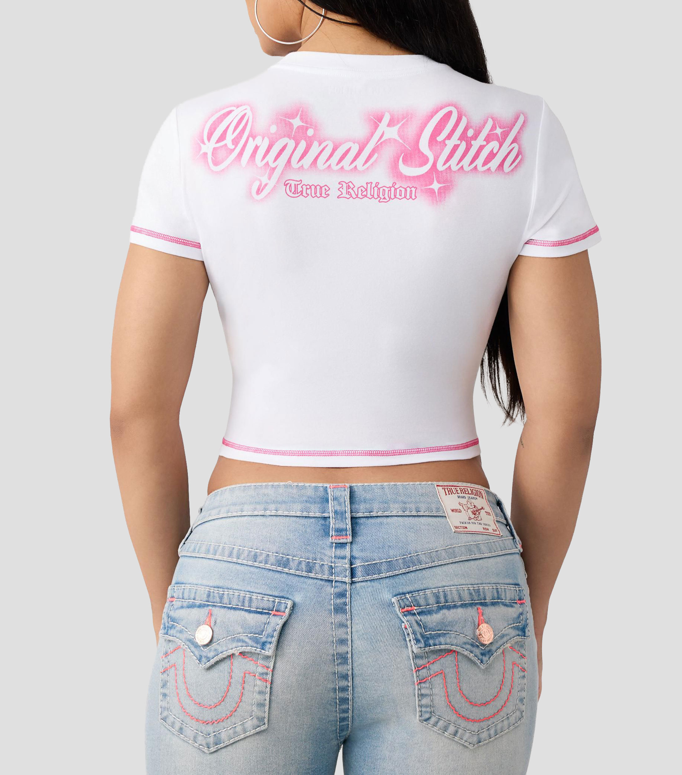 Playera cuello redondo manga corta estampada Mujer