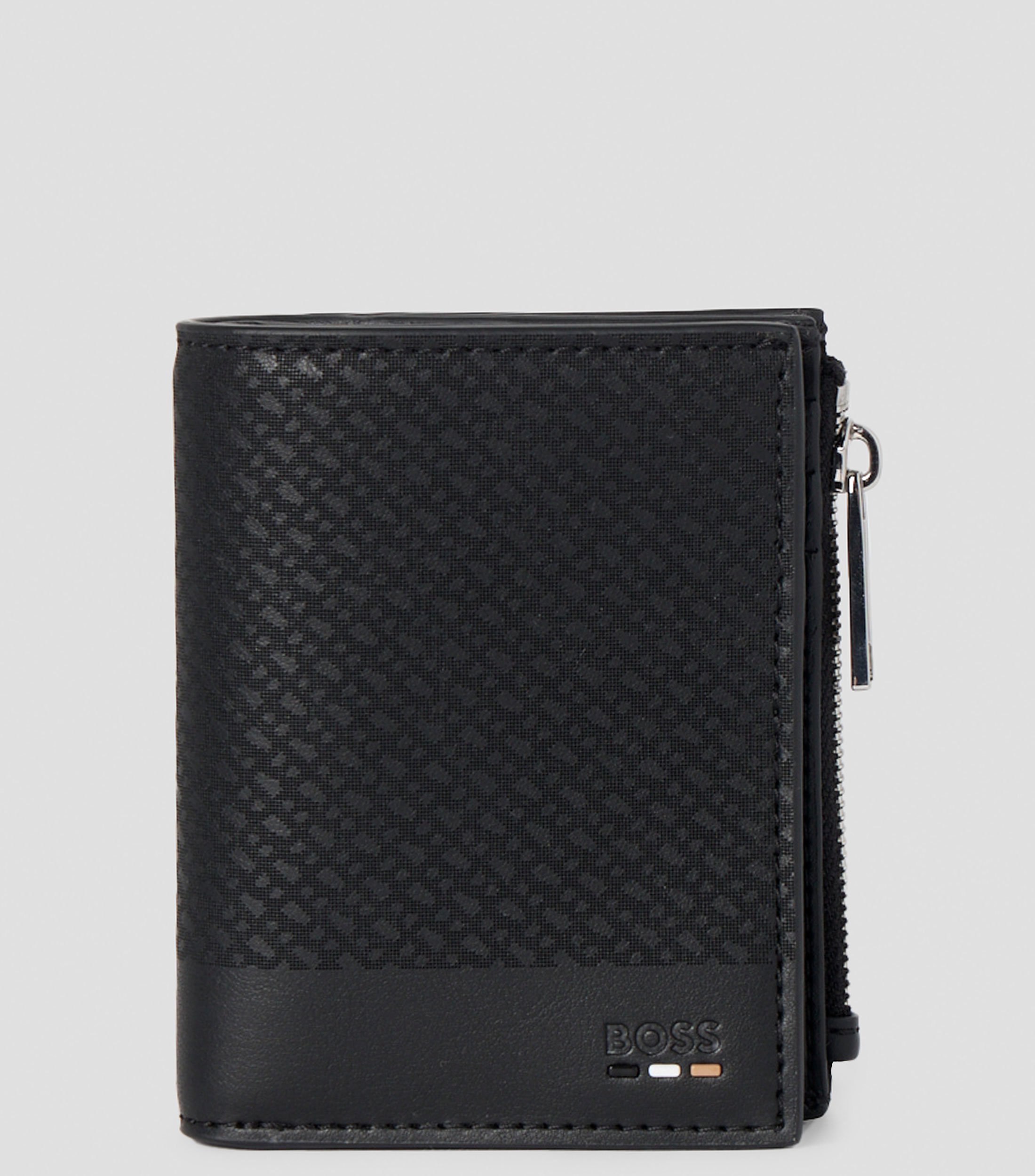 Cartera bifold negra en piel Ray lisa Hombre