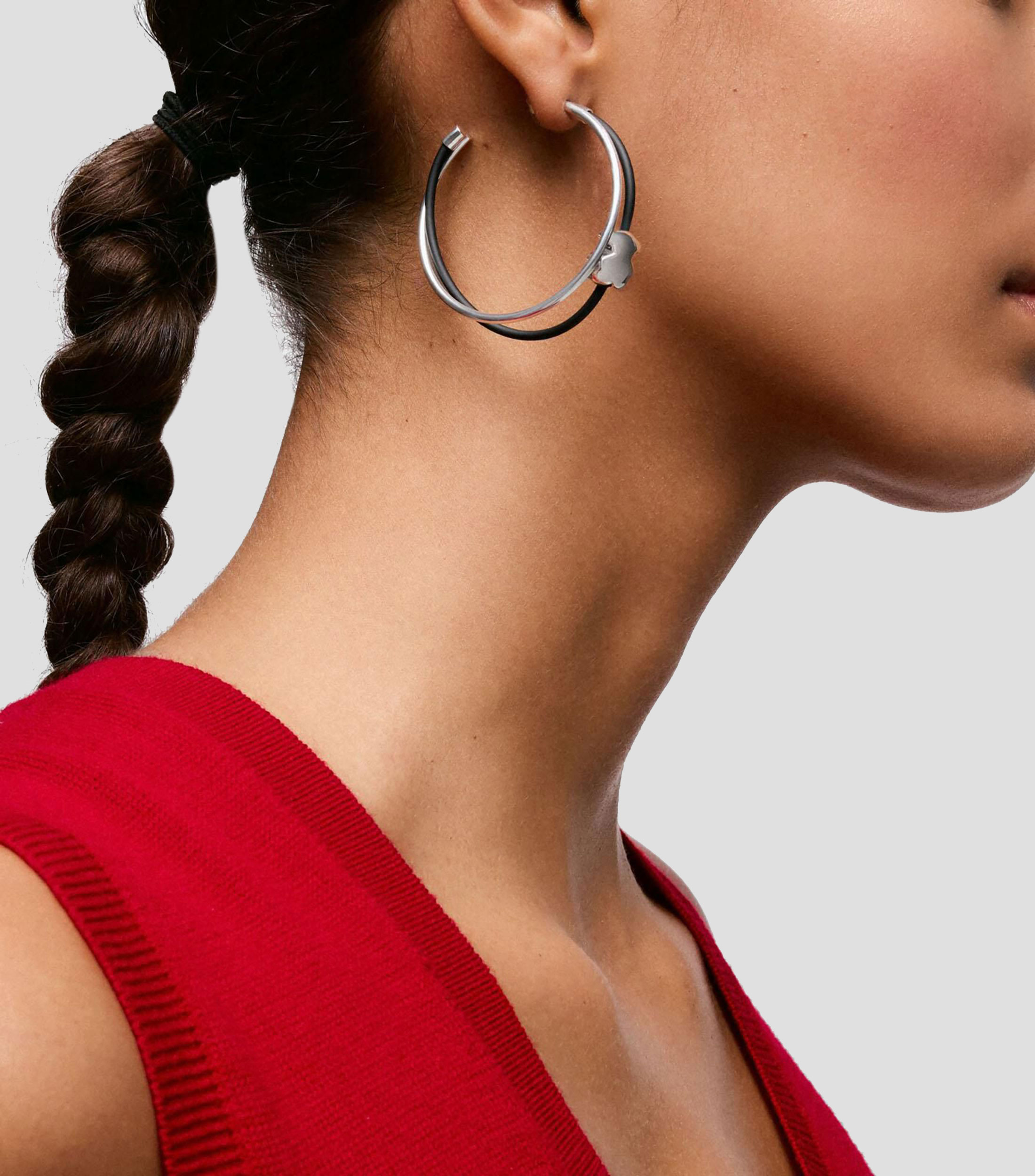 Aretes de aro en Plata Bold Motif Mujer