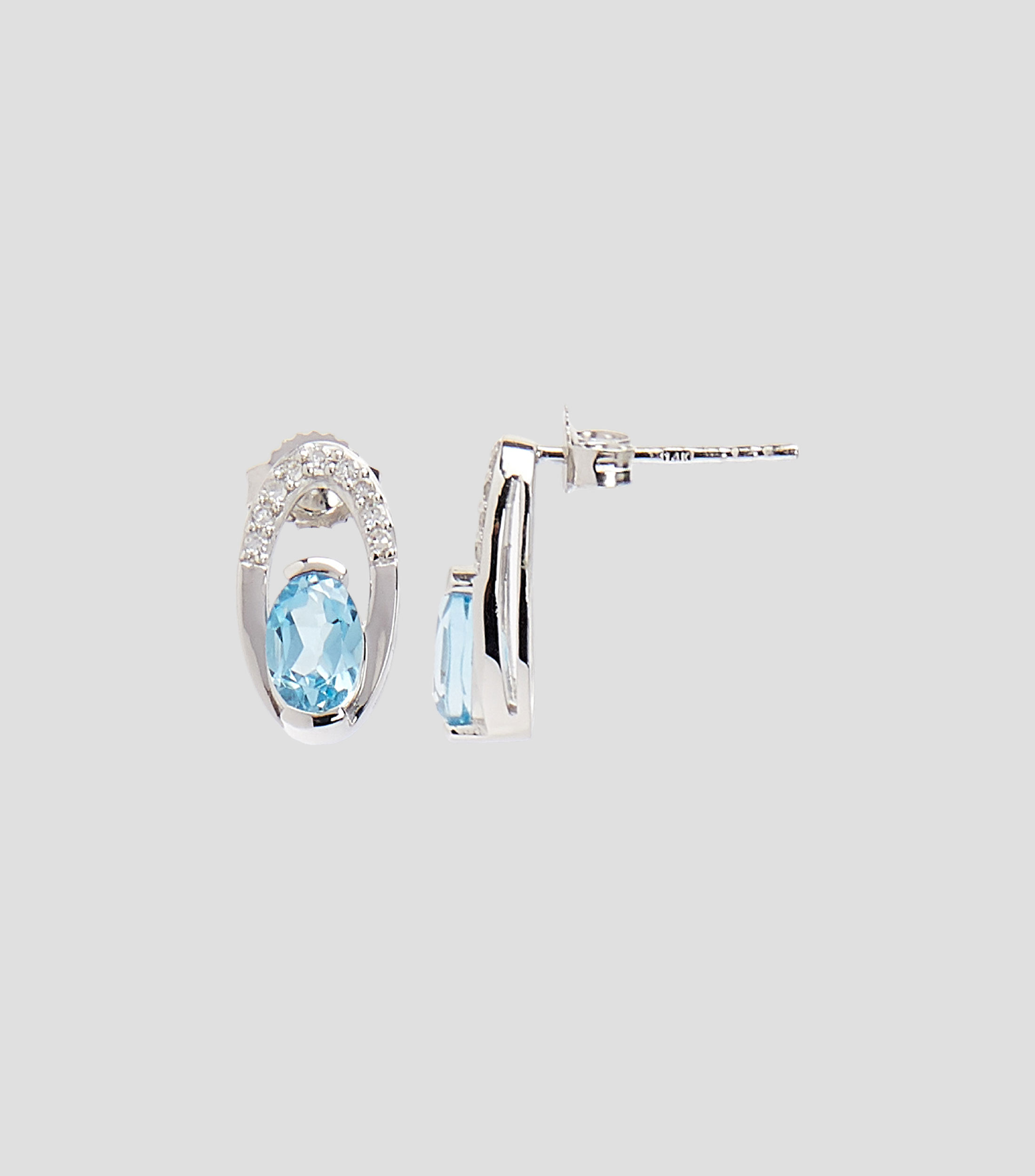 Aretes en oro blanco de 14 Kts Mujer
