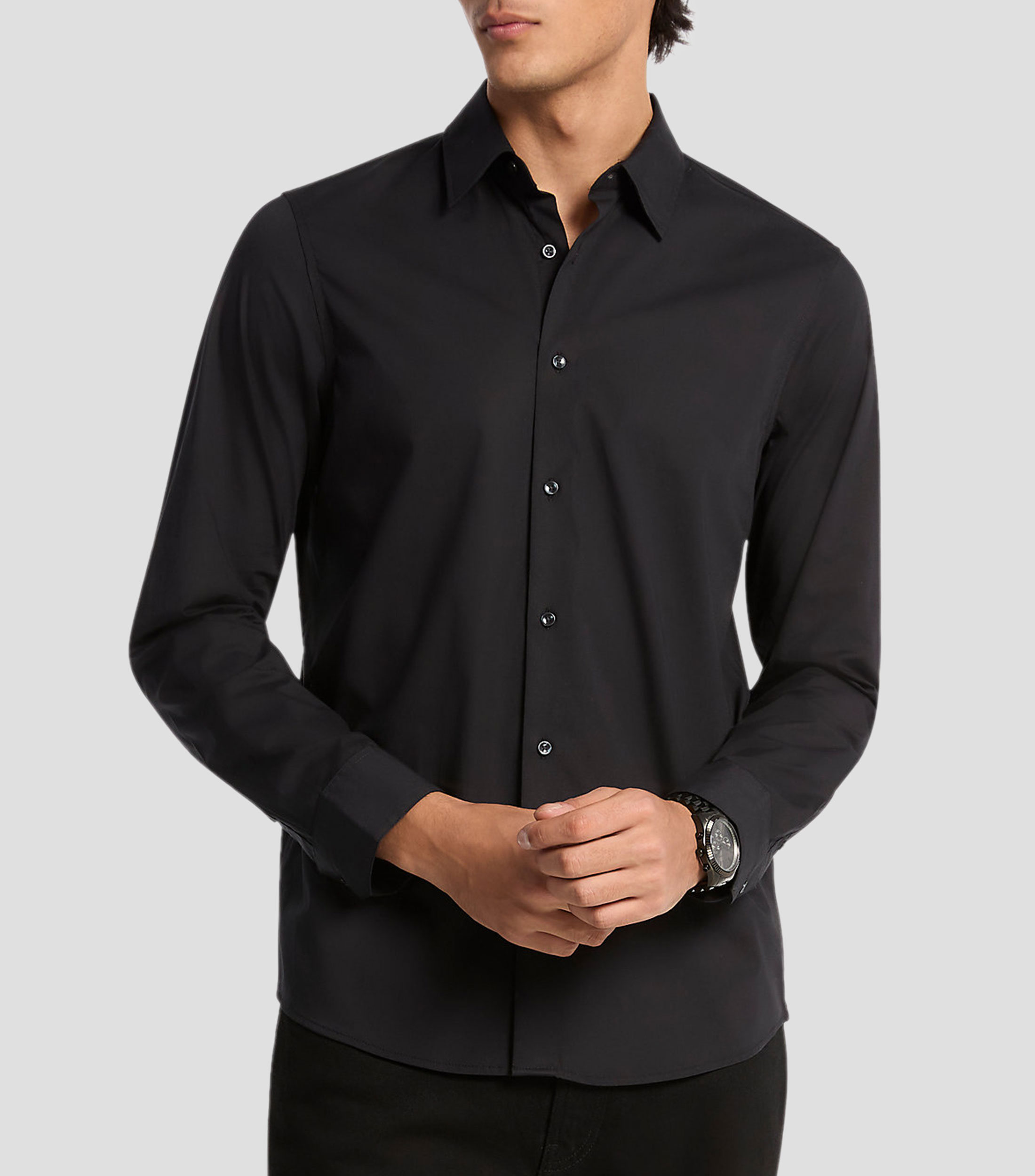 Camisa lisa manga larga Hombre
