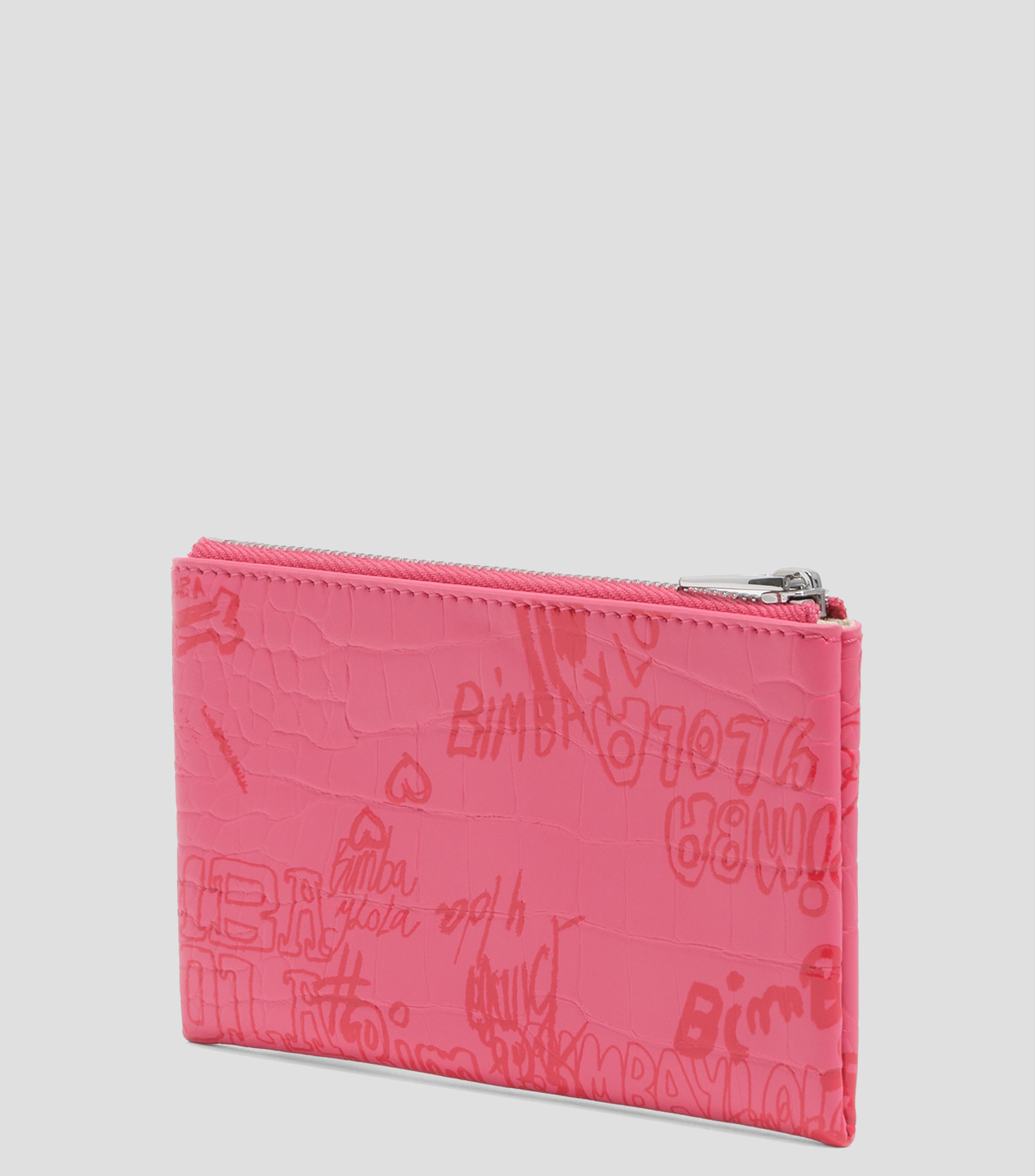 Monedero textura brillo print Bimba logos rosa baya Mujer