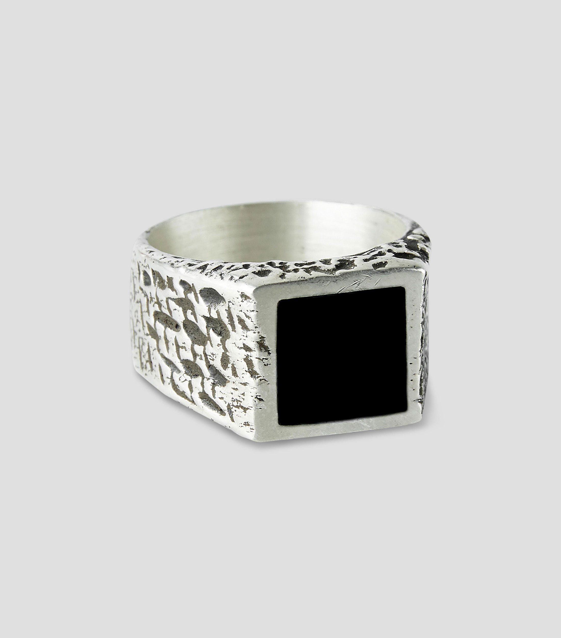 Anillo en plata .925 cuadrado con ónix Unisex