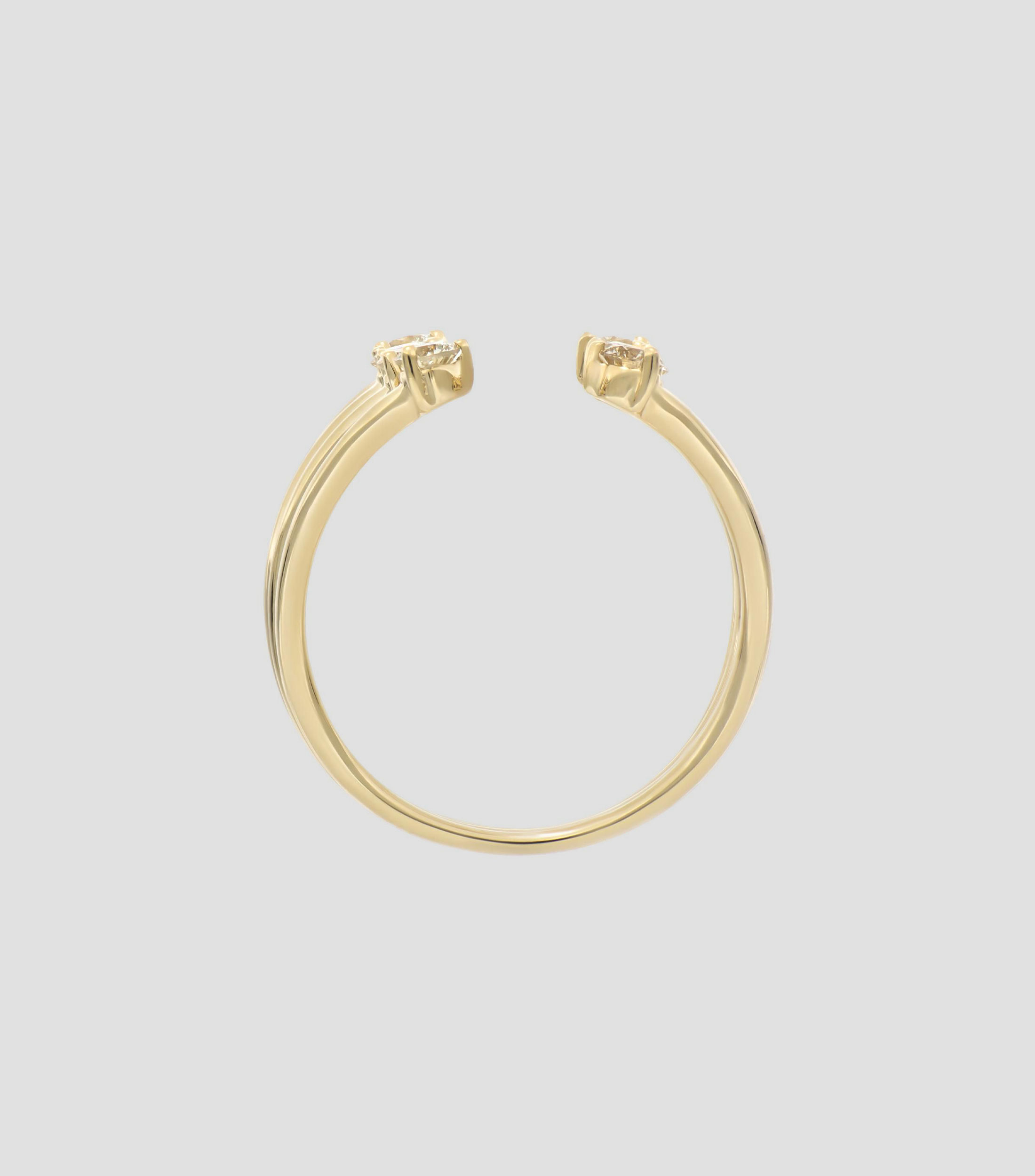 Anillo abierto en oro amarillo de 14 kilates con diamantes Mujer
