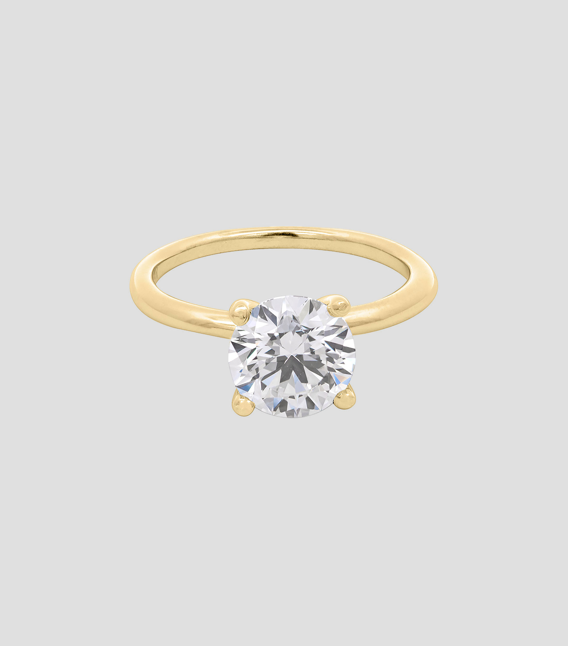 Anillo solitario en oro amarillo 14 con diamante Mujer