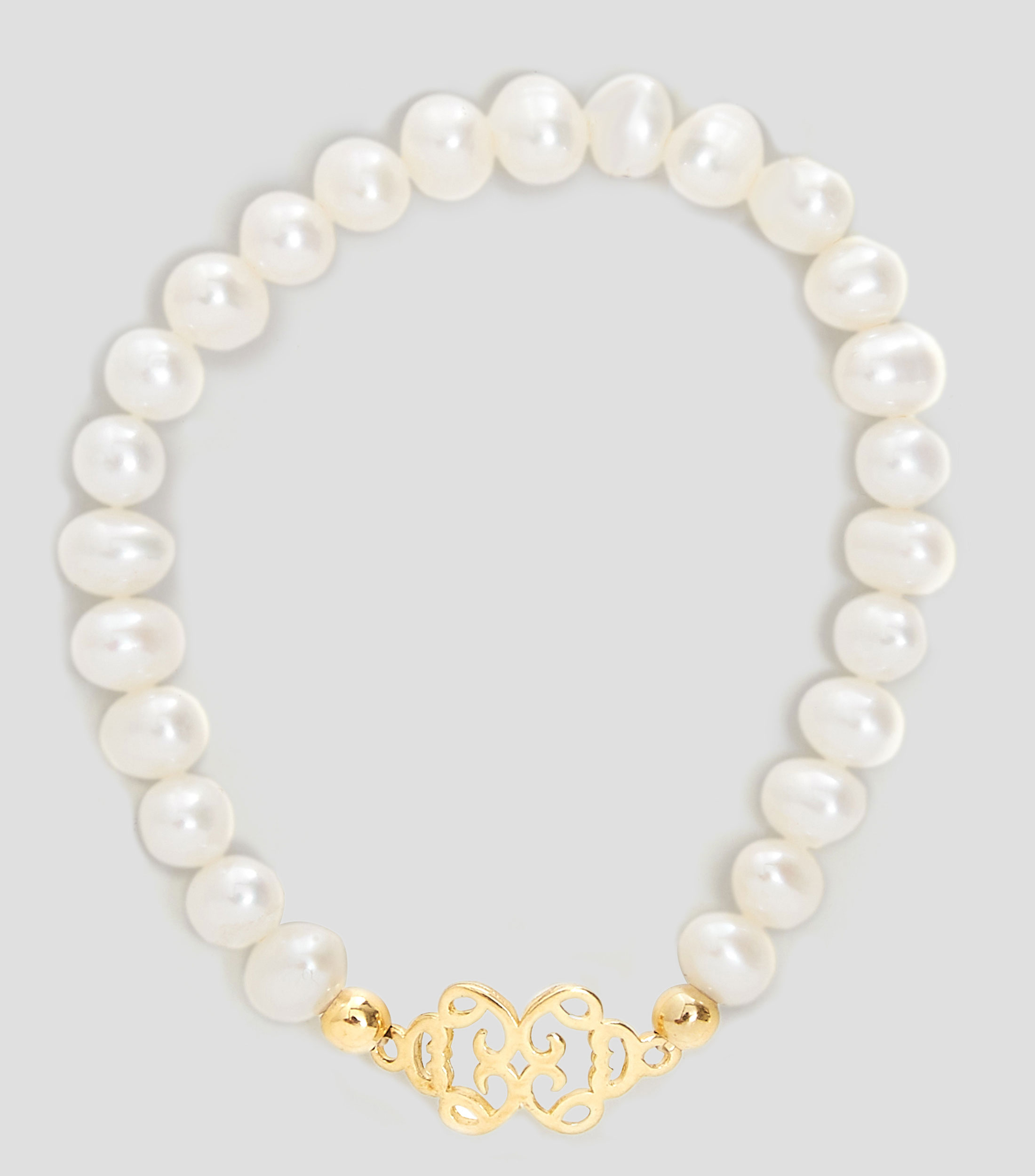 Pulsera elástica en plata con perlas Mujer