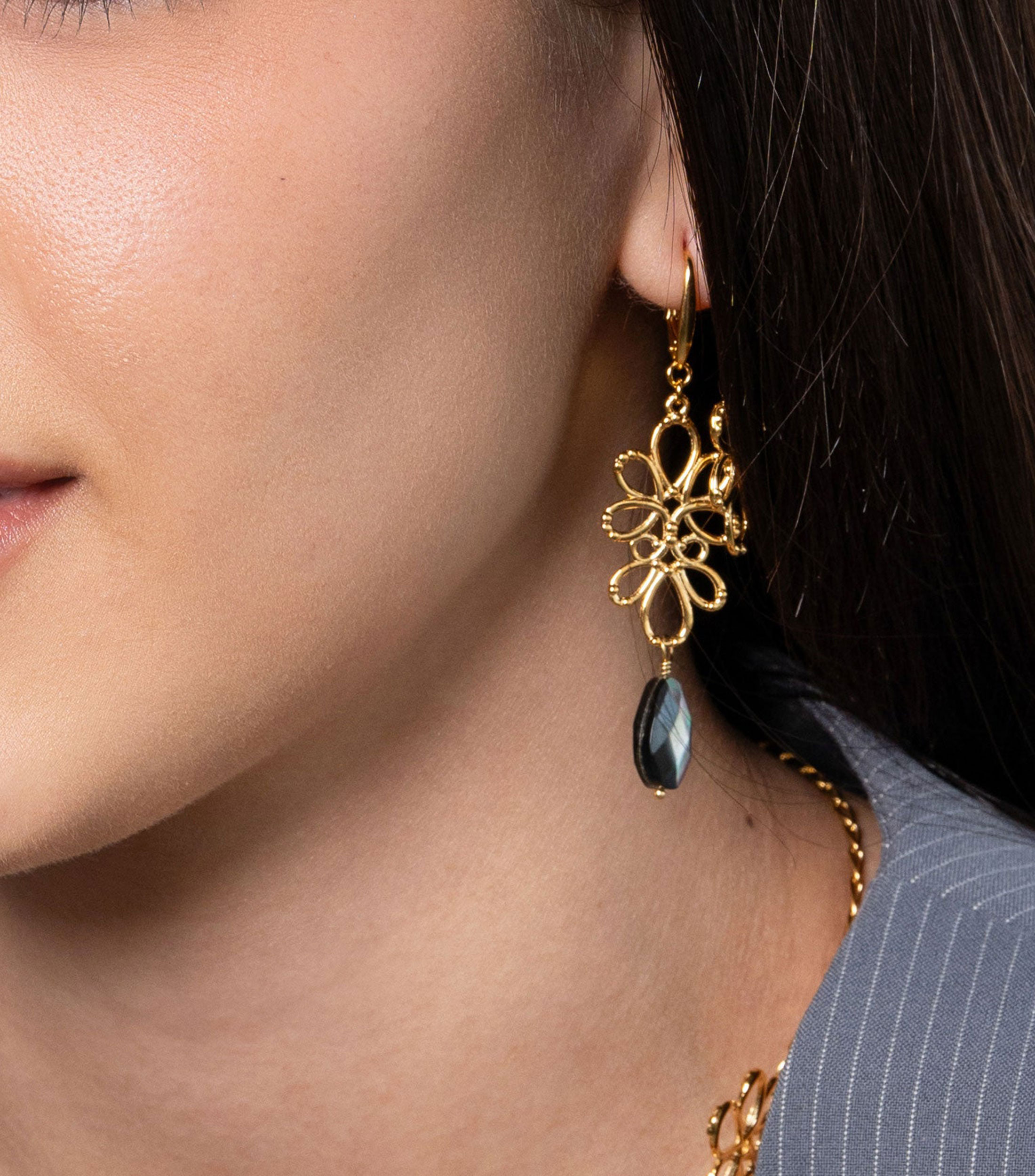 Aretes en plata .925 alargados con piedra Mujer