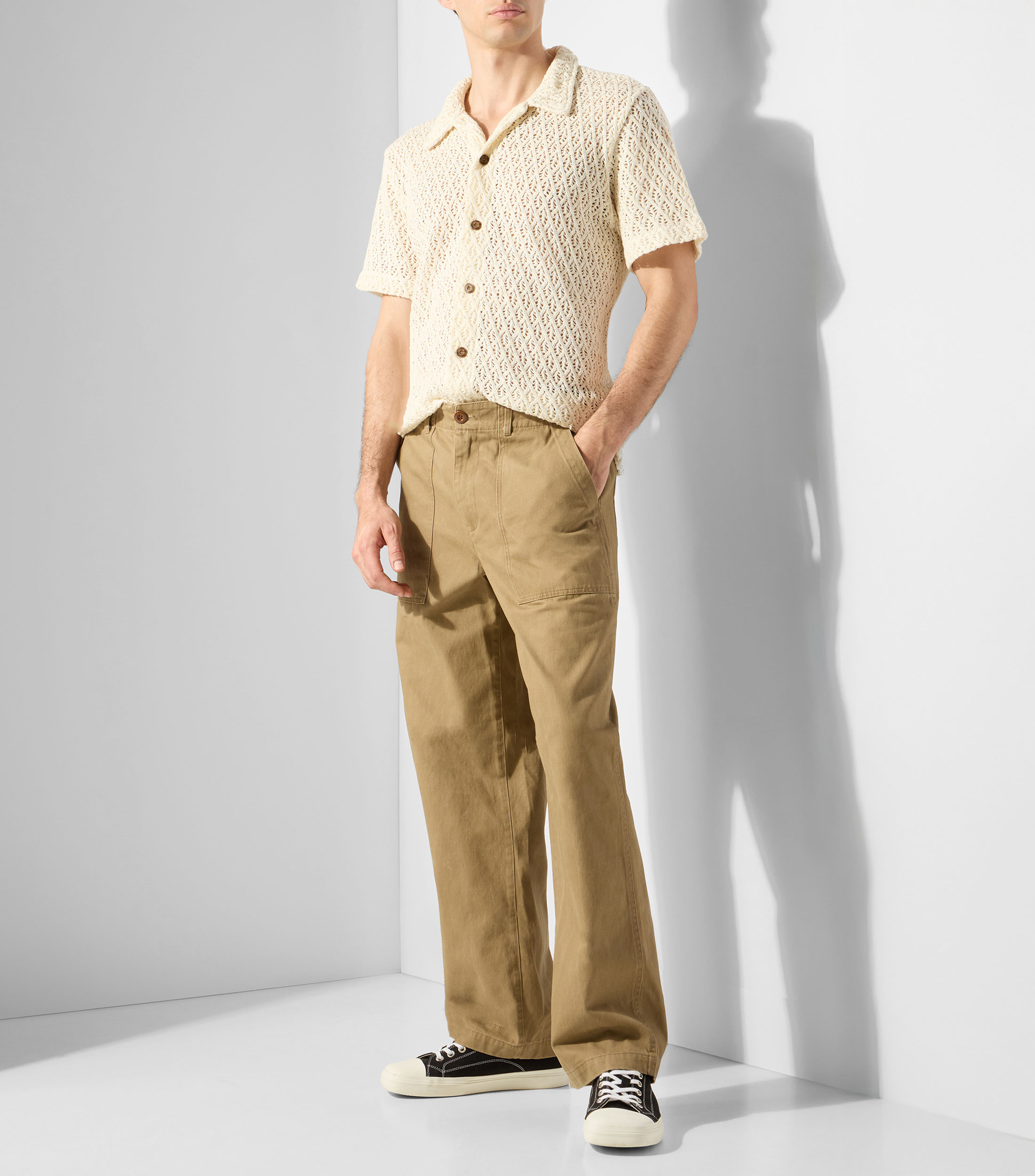 Camisa lisa con manga corta Hombre