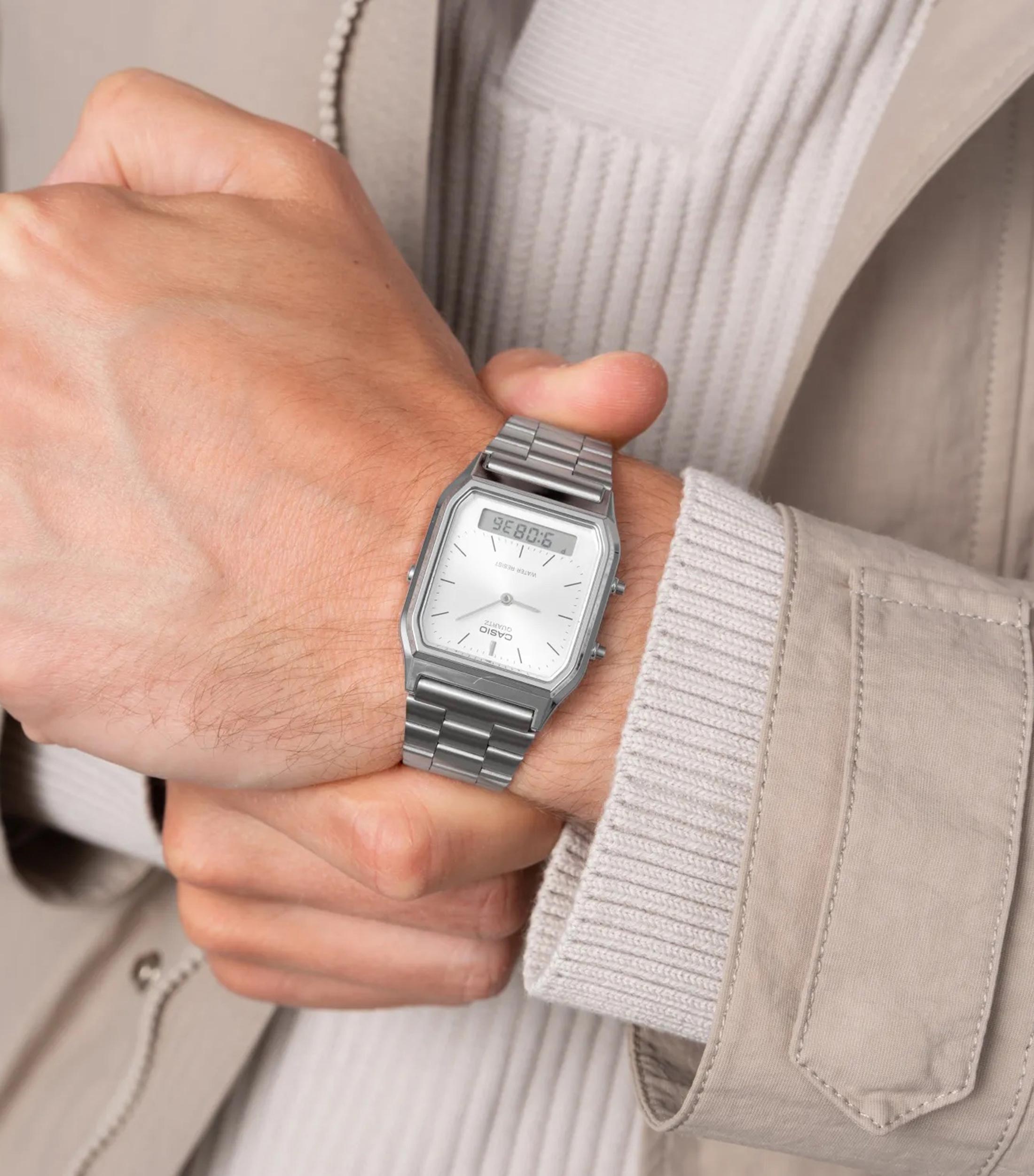 Reloj Unisex Casio Vintage Clásico Casual Plateado, Plateado