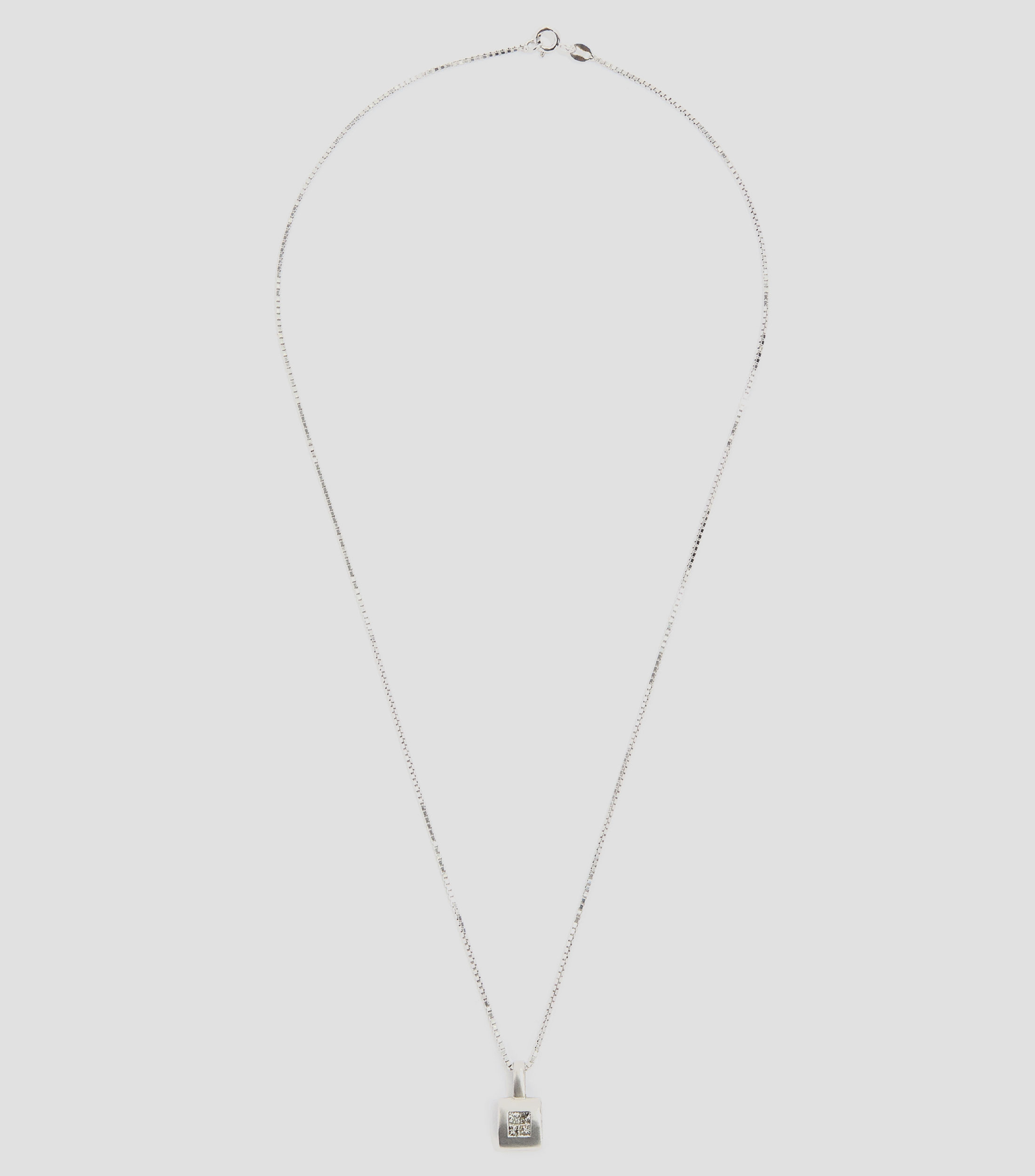 Dije con Cadena en oro blanco de 14 Kts Mujer