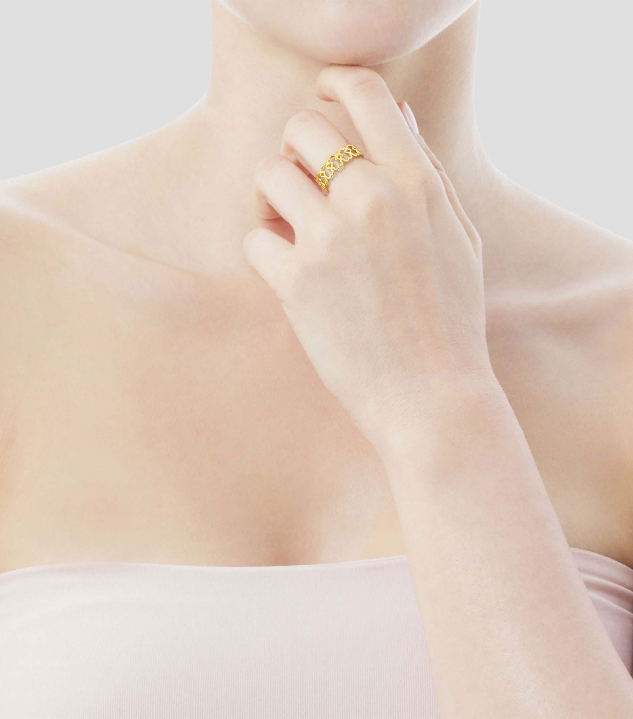 Anillo en oro con silueta de osos Mujer