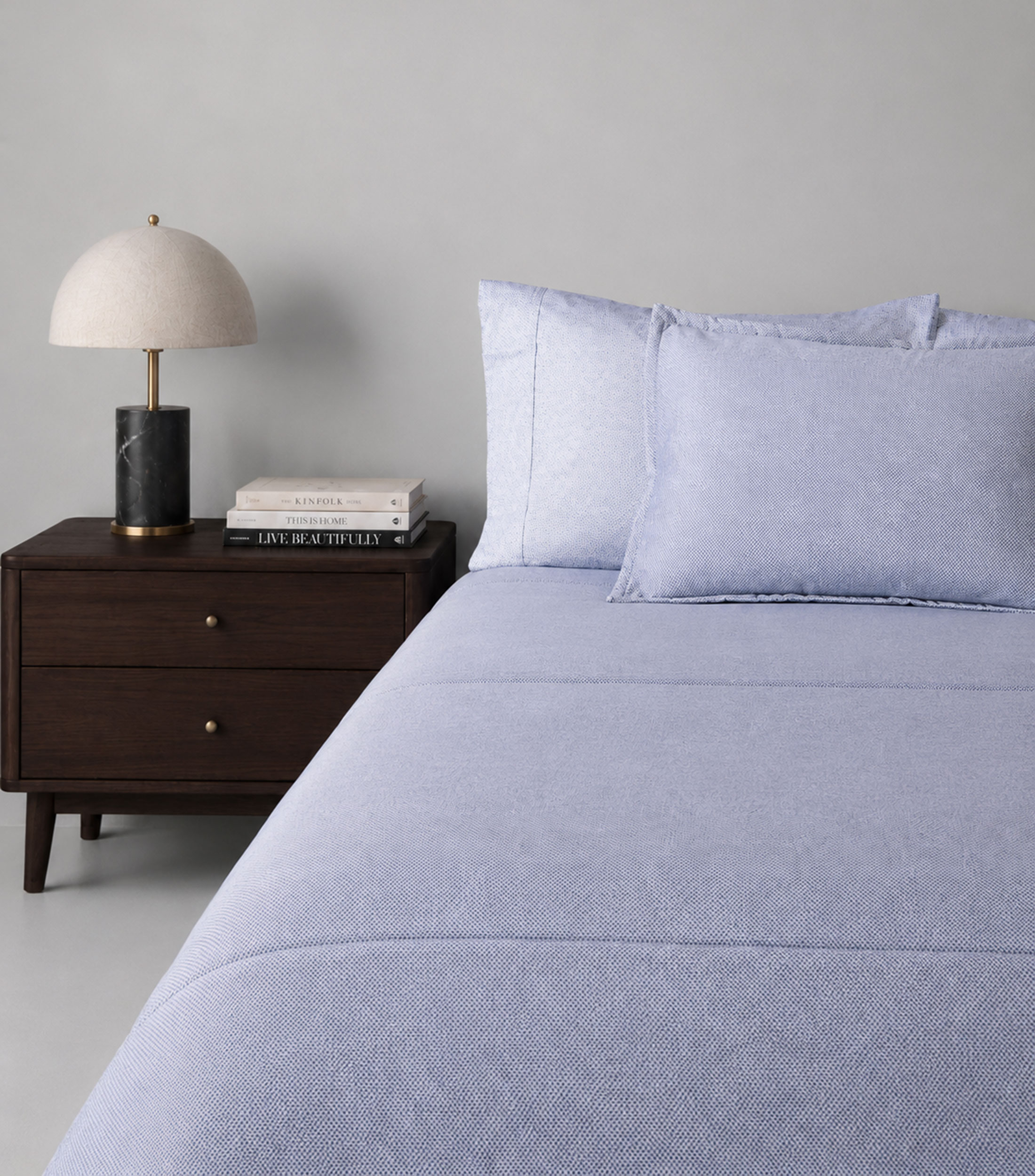 Funda para almohada estándar en algodón Split azul