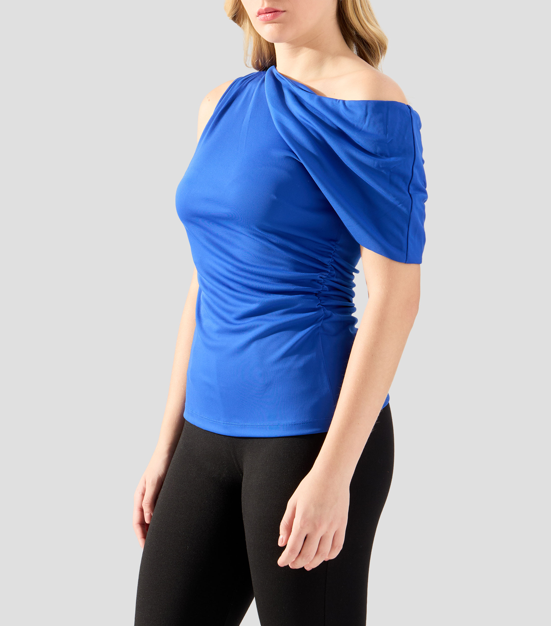 Blusa lisa con una manga corta Mujer
