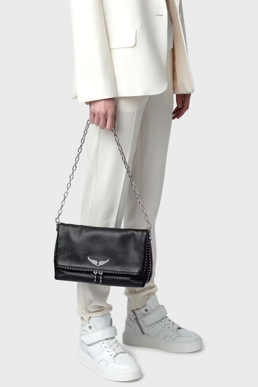 Bolsa crossbody en piel Rocky granulada Mujer