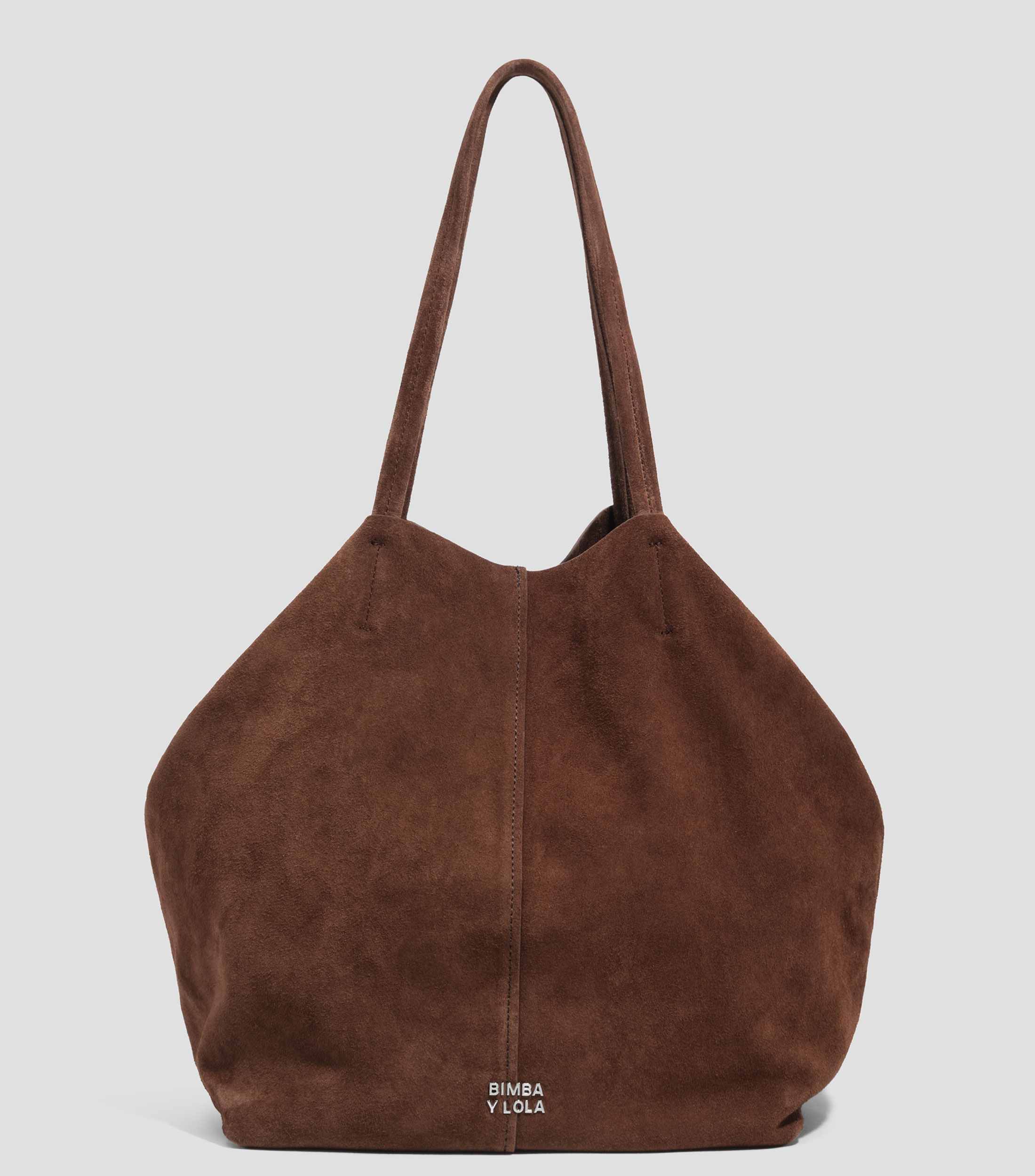 Bolsa tote café liso en piel Mujer