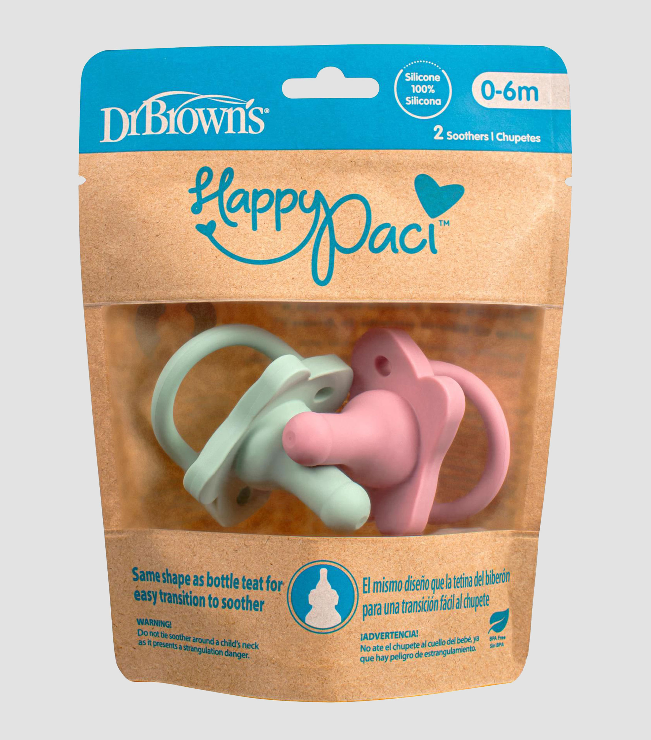 Set de 2 Chupones de silicón 0-6 meses