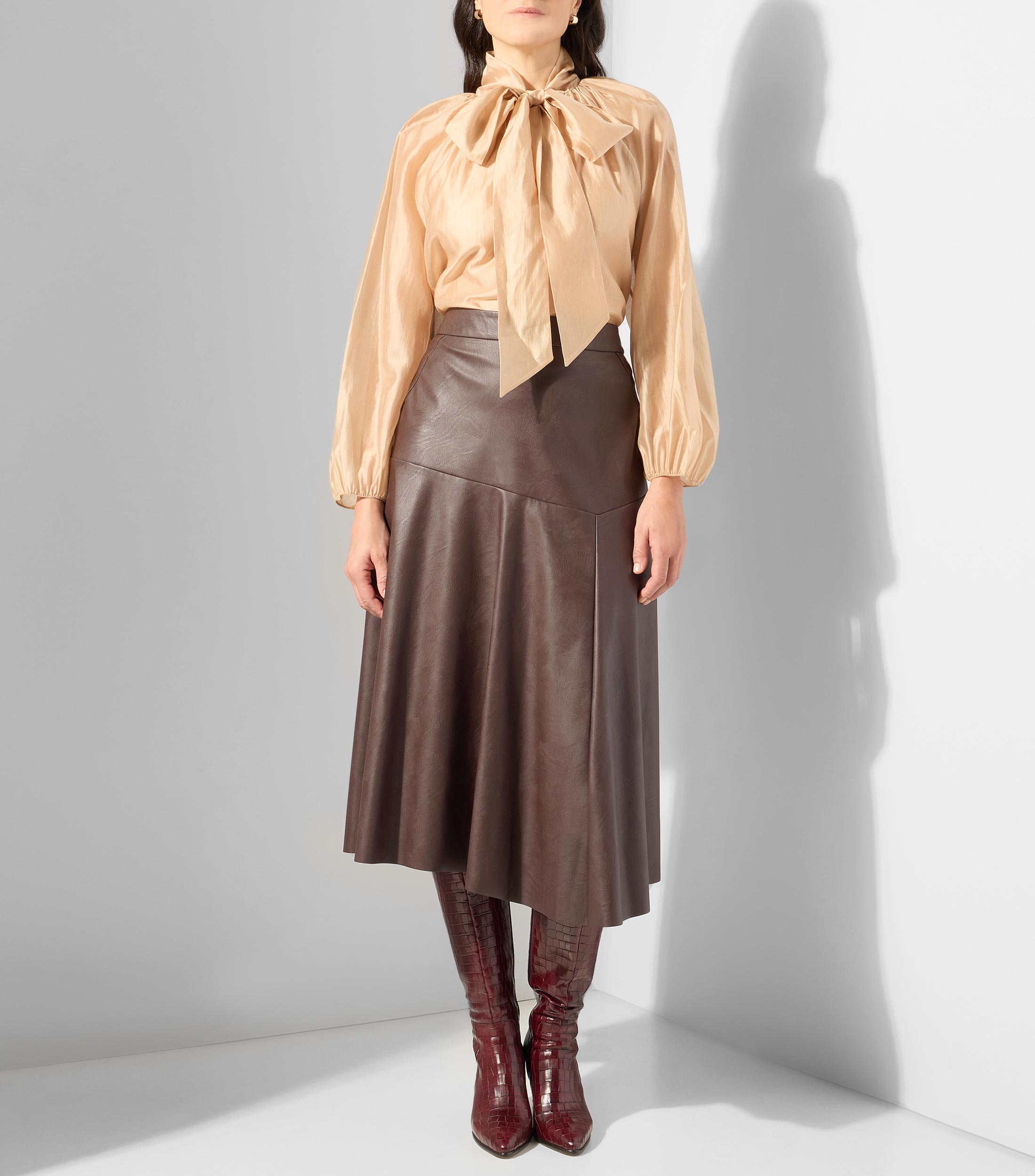 Falda midi de corte A lisa Mujer