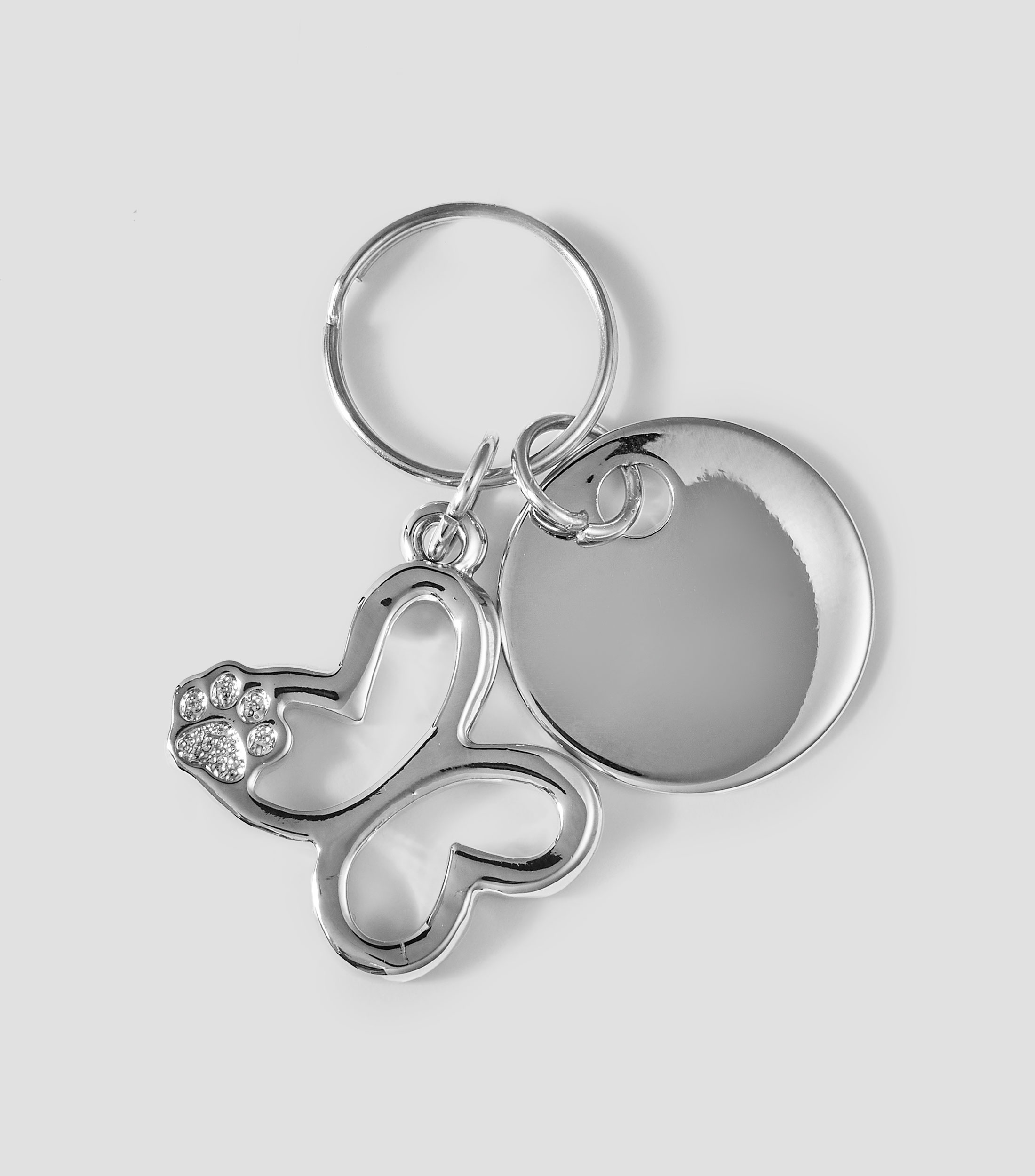 Llavero de mariposa con huella de perro en plata .925 Mujer