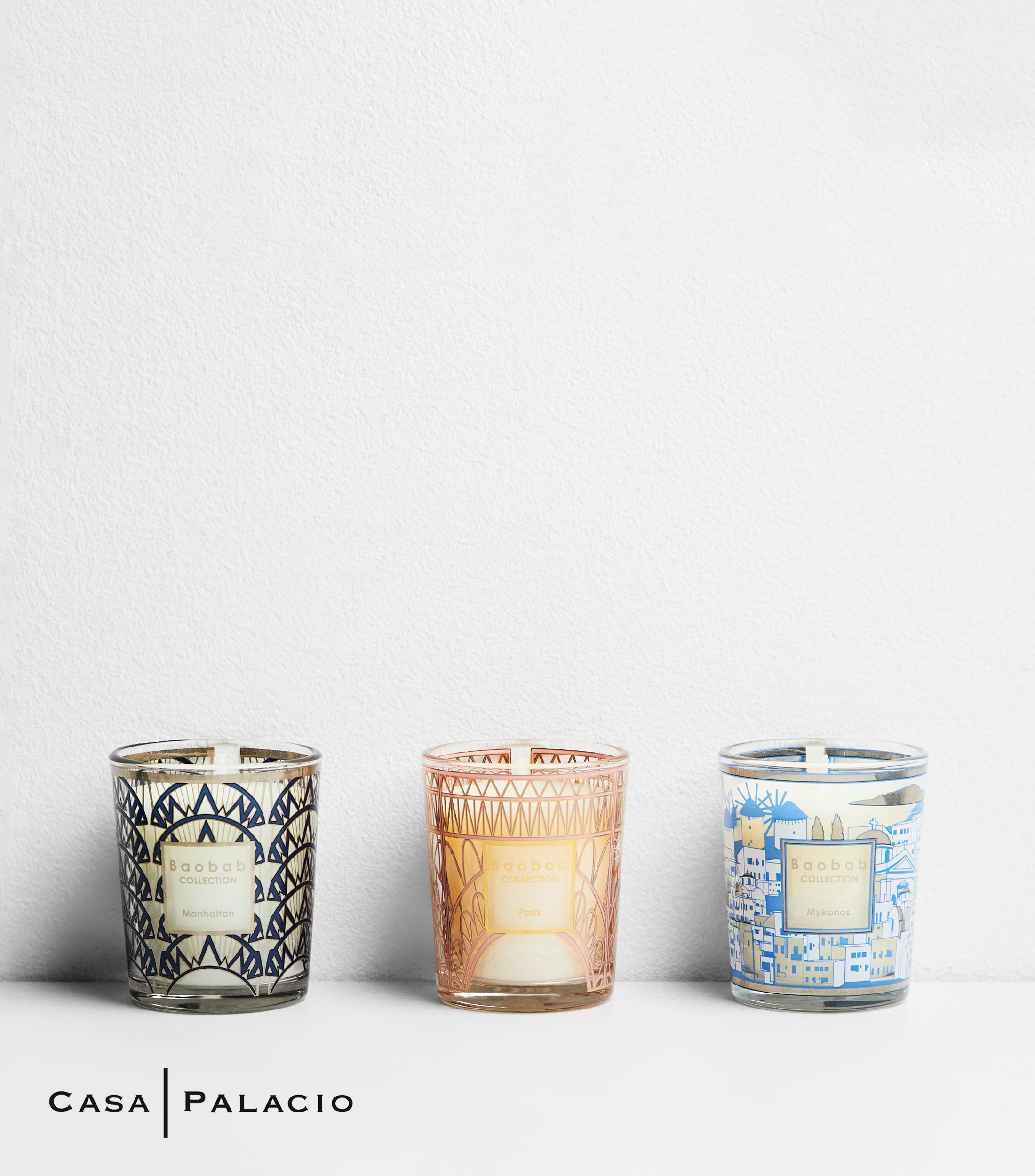 Set 3 Velas Aromáticas Manhattan - Paris - Mykonos