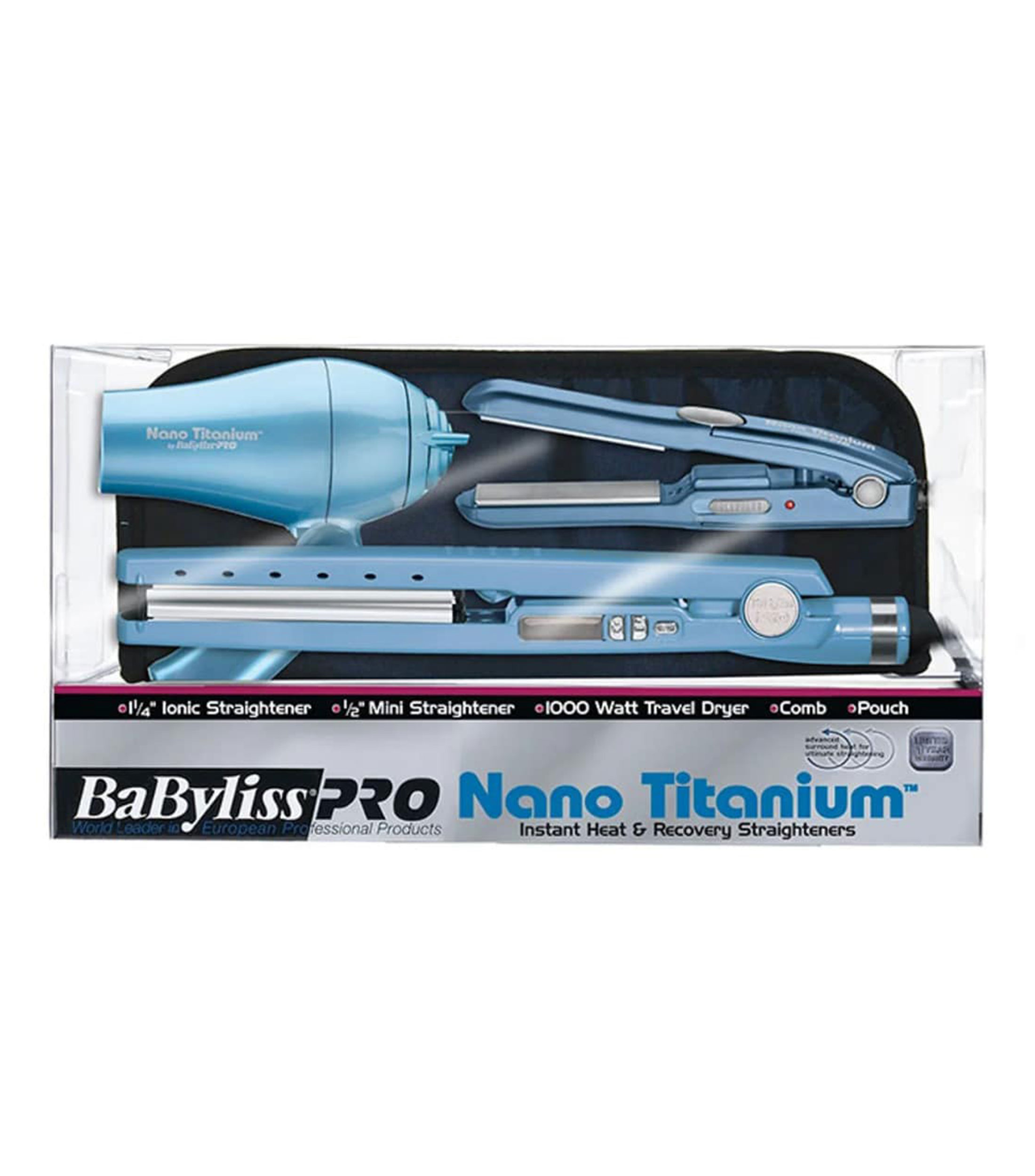 Set Alaciadora Iónica, Mini Alaciadora y Secadora Mini