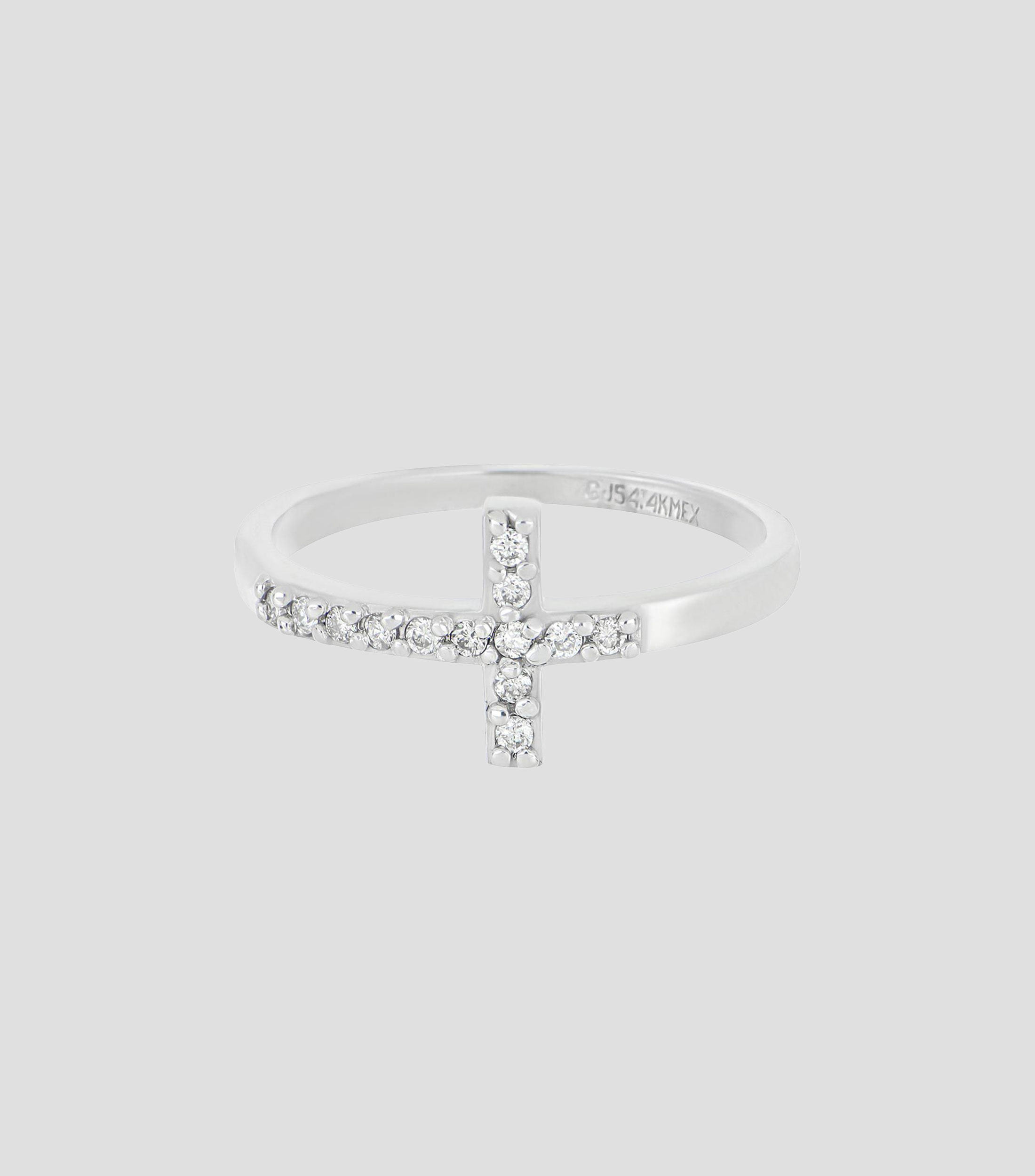 Anillo en oro blanco de 14 kilates con diamantes Mujer